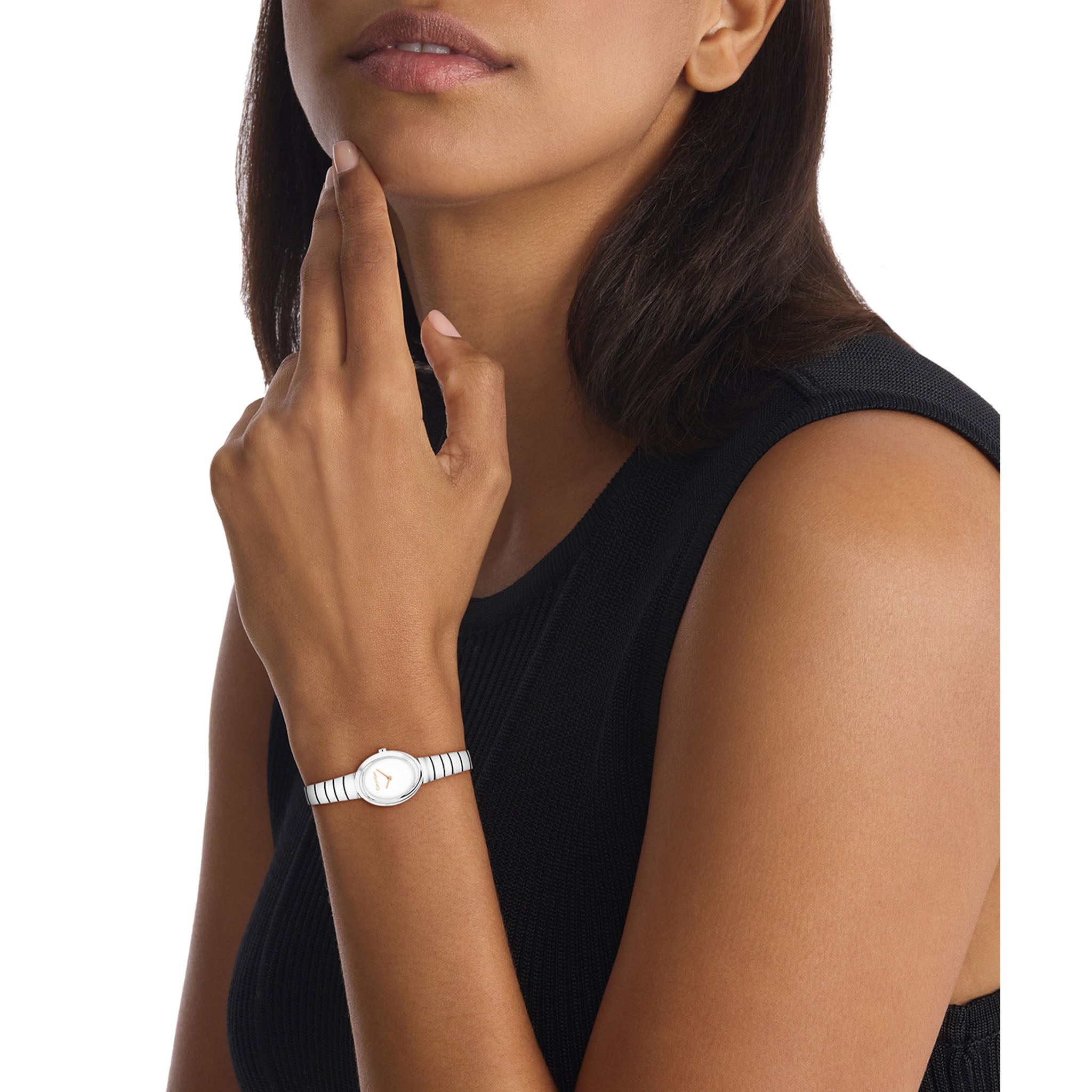 Calvin Klein Silver Steel White Dial Women's Watch - 25100149