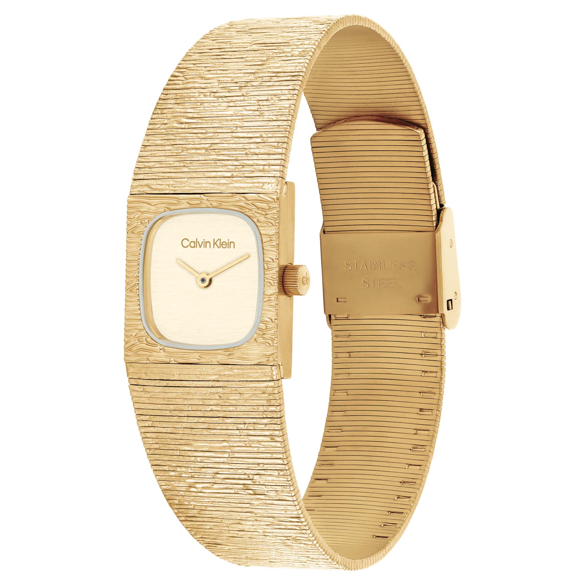 Calvin Klein Gold Steel Mesh Champagne Dial Women's Watch - 25100178