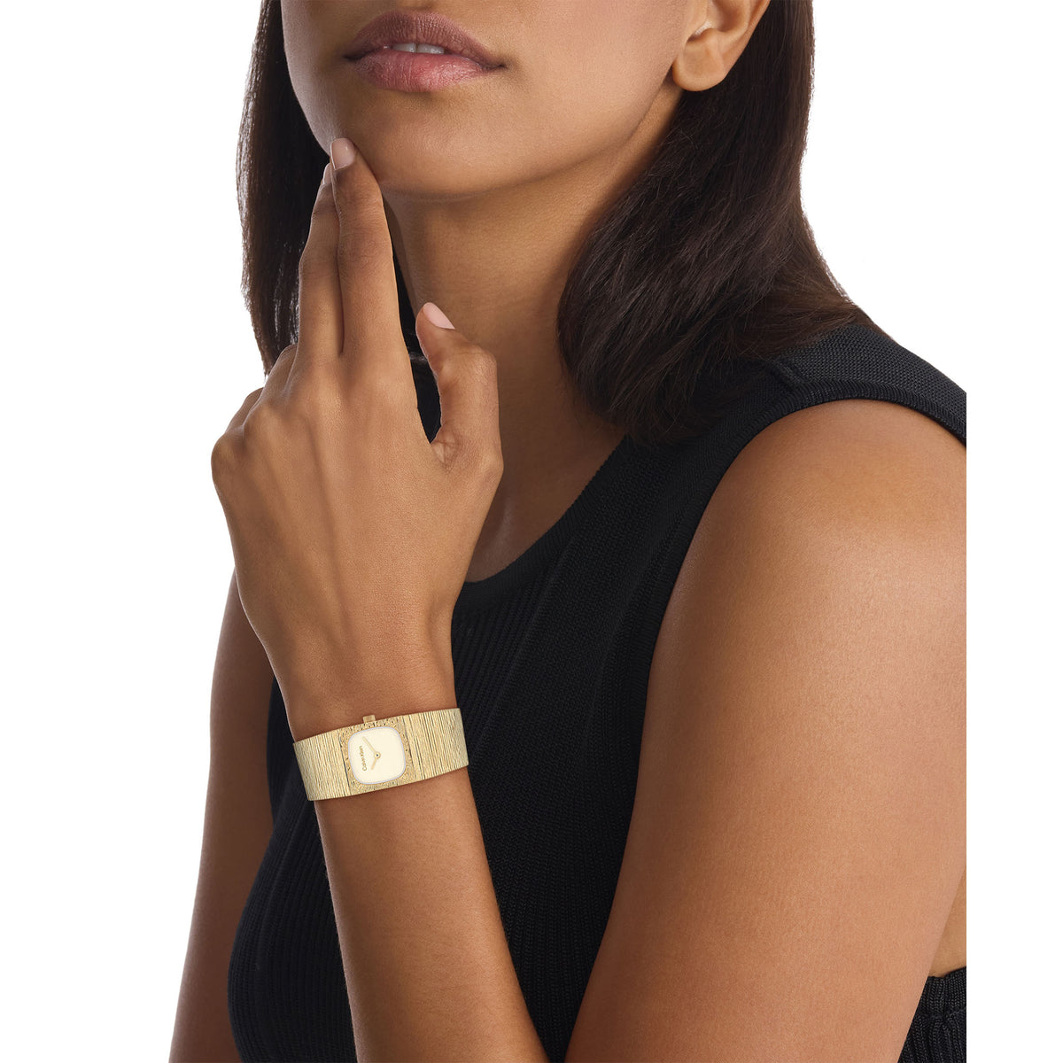 Calvin Klein Gold Steel Mesh Champagne Dial Women's Watch - 25100178