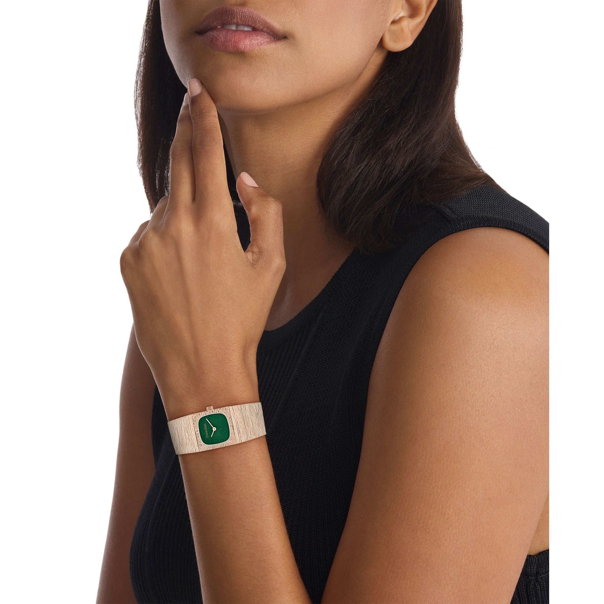 Calvin Klein Rose Gold Steel Mesh Green Dial Women's Watch - 25100179