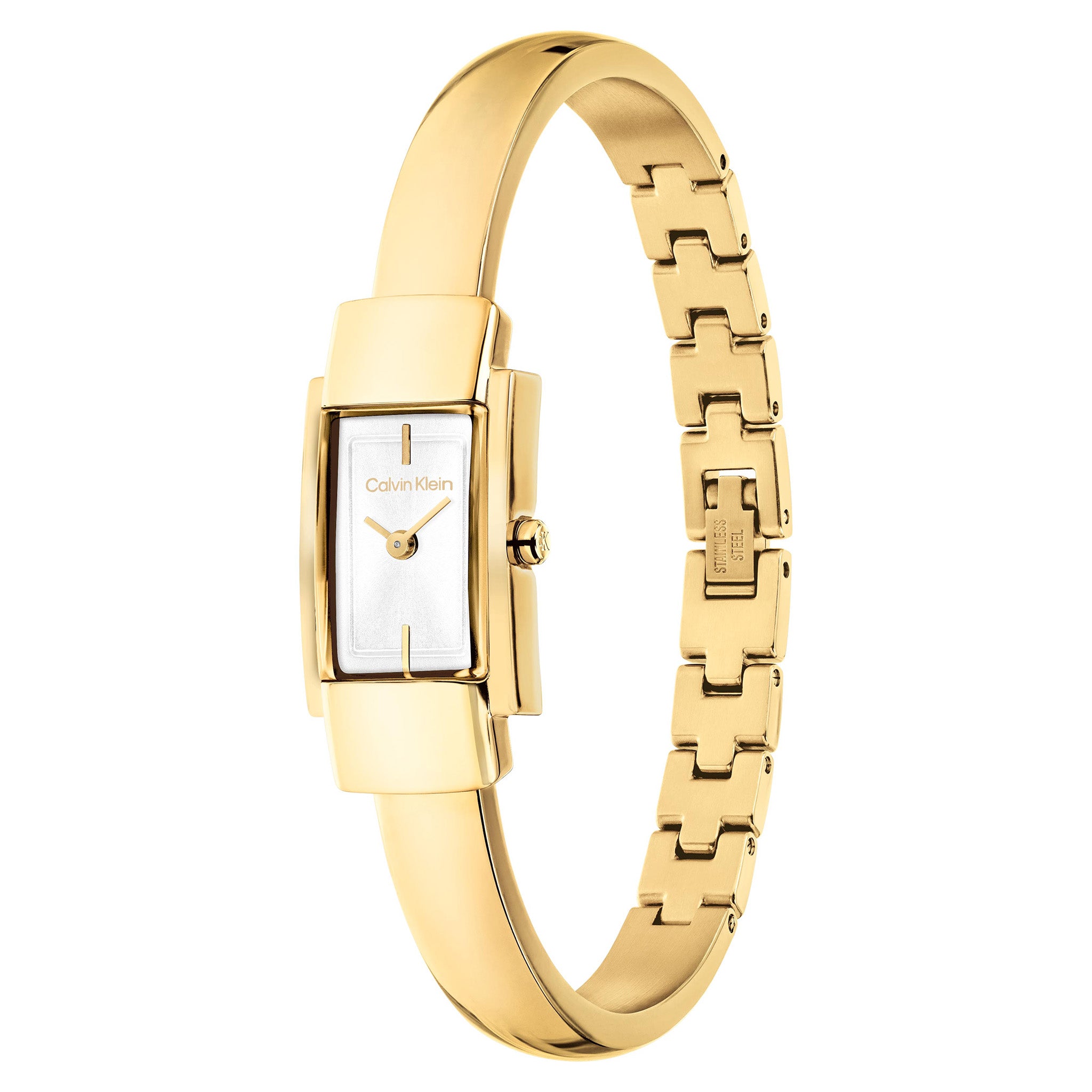 Calvin Klein Gold Steel White Dial Women's Watch - 25100184