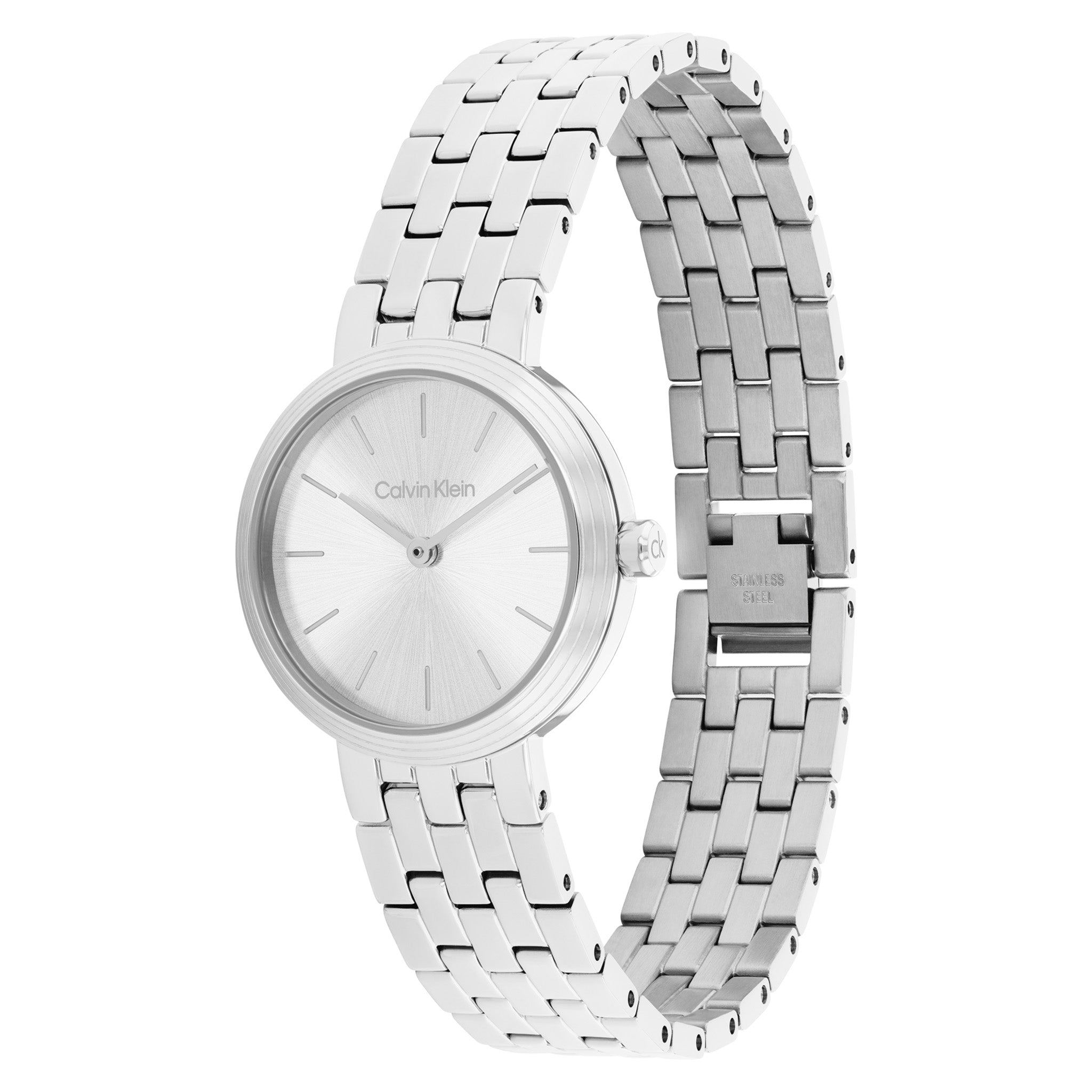Calvin Klein Stainless Steel Silver White Dial Women's Watch - 25100186