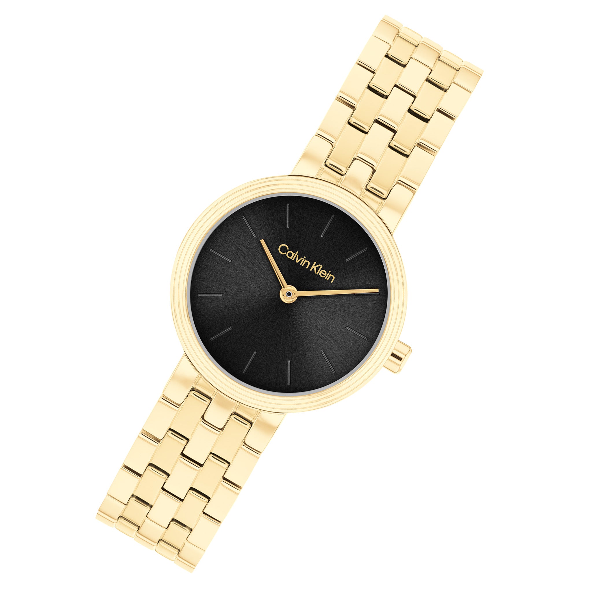Calvin Klein Gold Steel Black Dial Women's Watch - 25100187