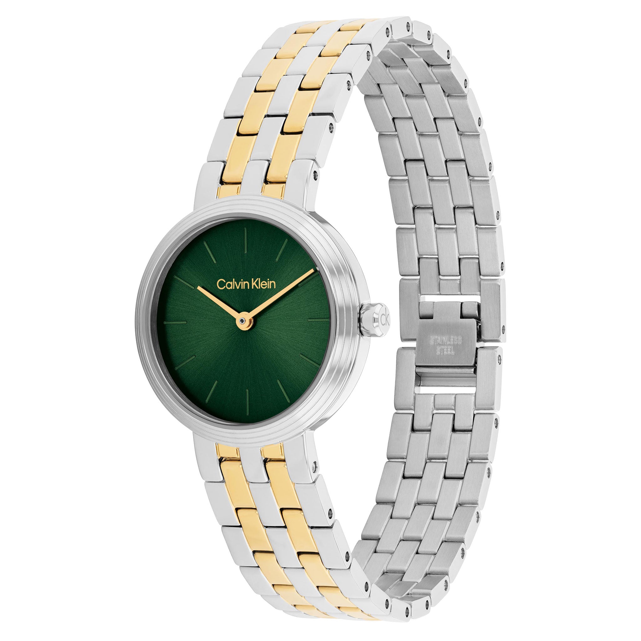Calvin Klein Two-Tone Steel Green Dial Women's Watch - 25100188
