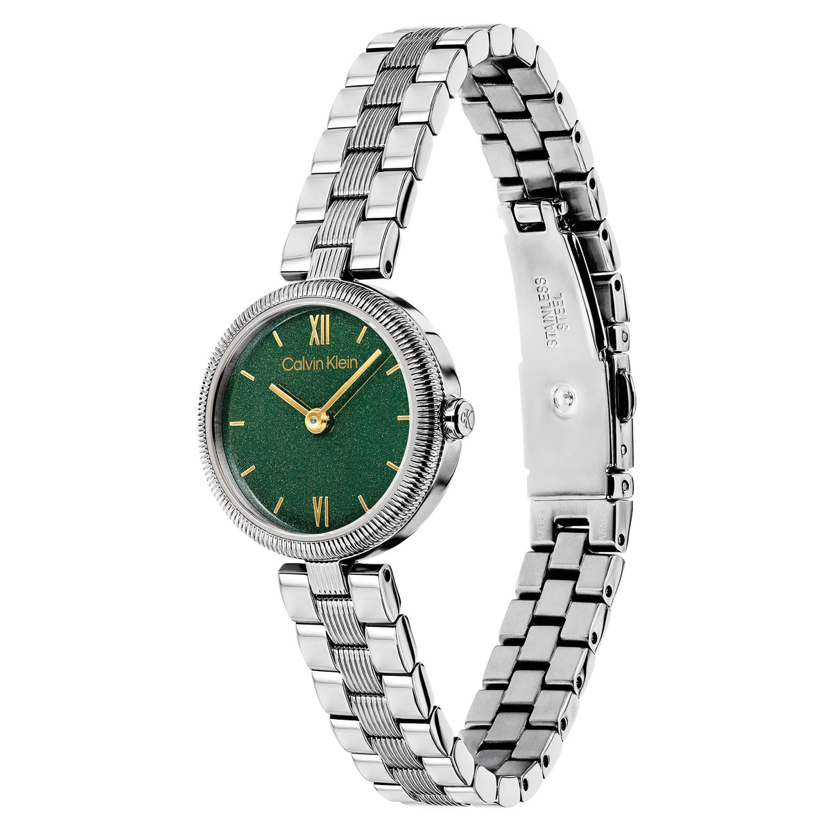 Calvin Klein Silver Steel Green Dial Women's Watch - 25100224