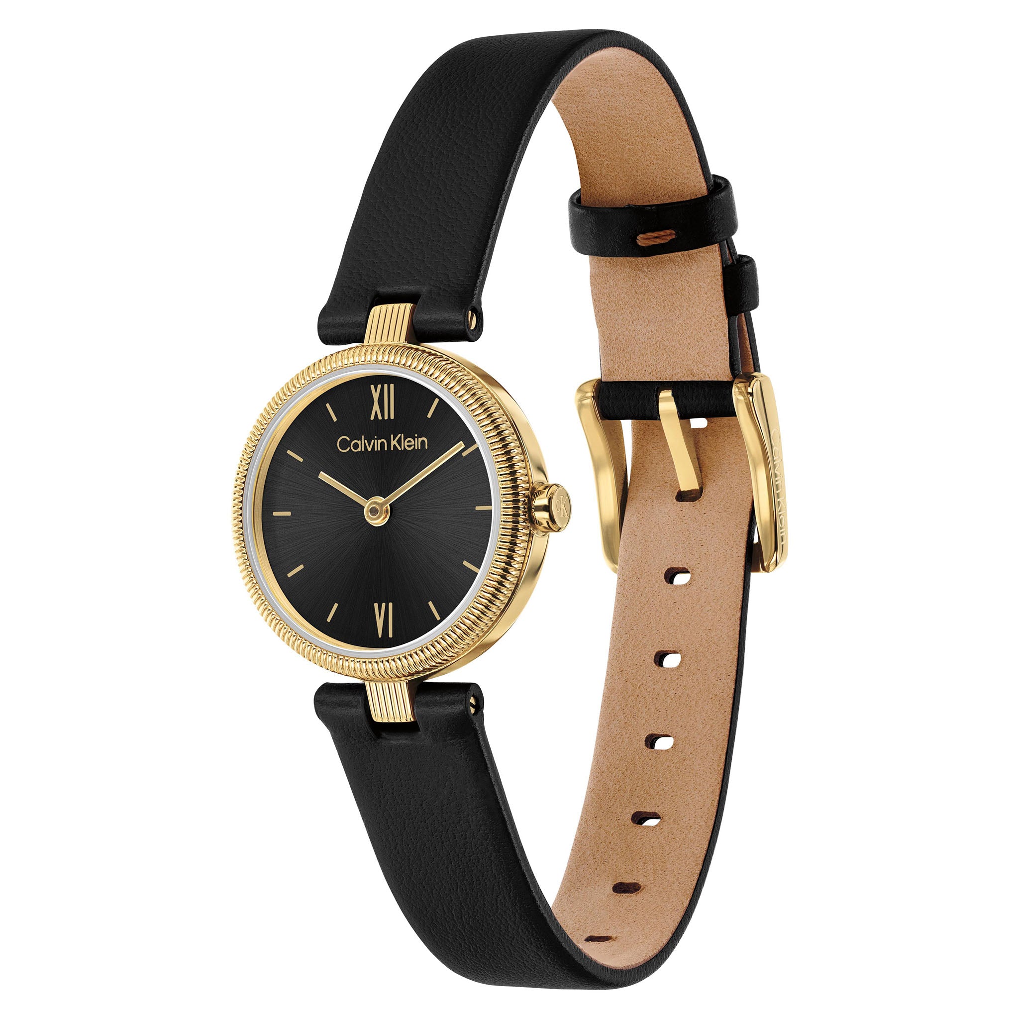 Calvin Klein Leather Black Dial Women's Watch - 25100230
