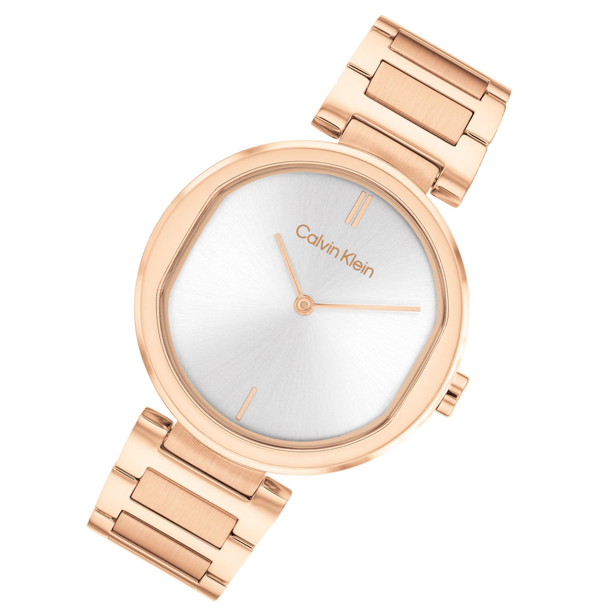 Calvin Klein Rose Gold Steel Silver Dial Slim Women's Watch - 25200253