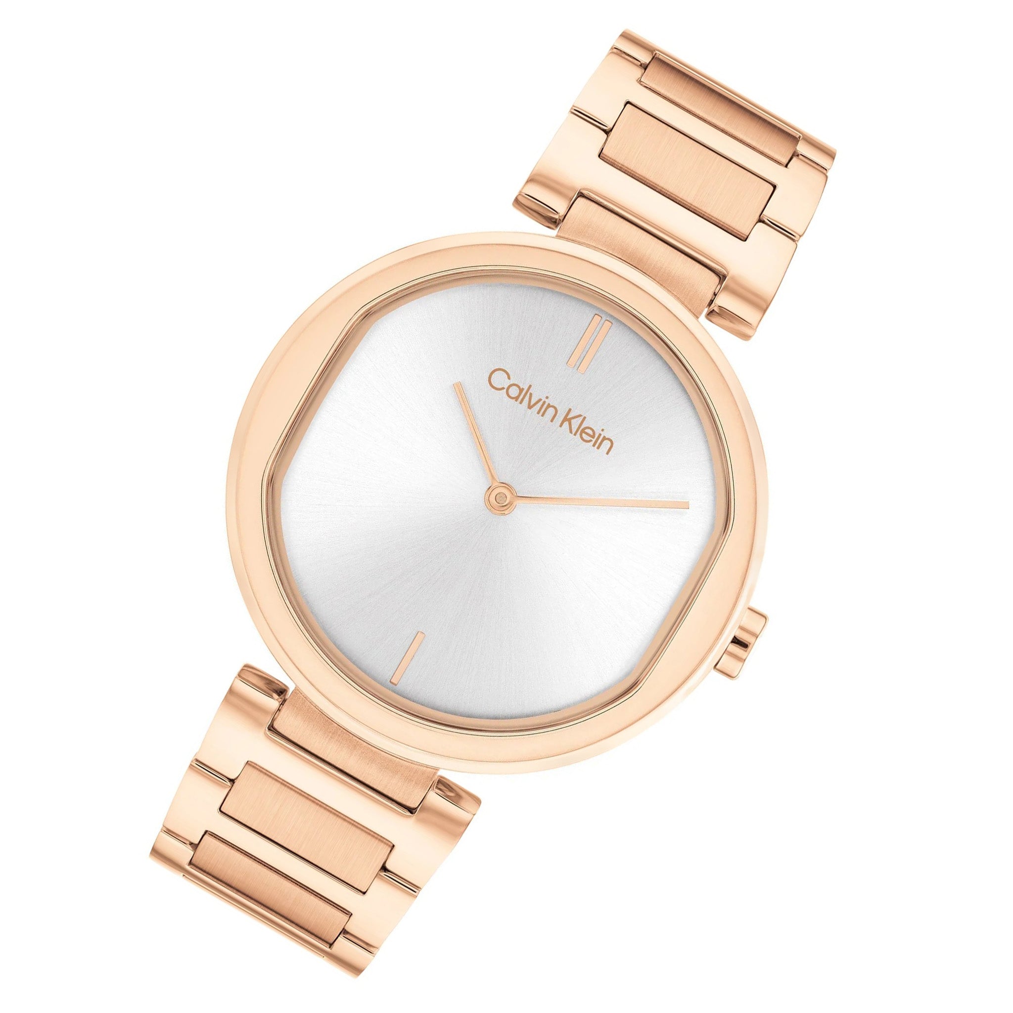 Calvin Klein Rose Gold Steel Silver Dial Slim Women's Watch - 25200253