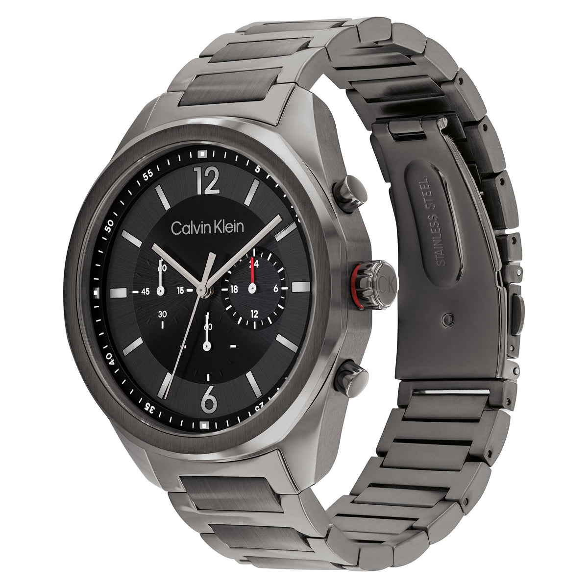 Calvin Klein Dark Grey Steel Black Dial Chronograph Men's Watch - 25200267