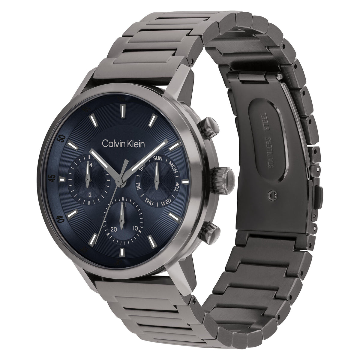 Calvin Klein Grey Steel Blue Dial Multi-function Men's Watch - 25200495