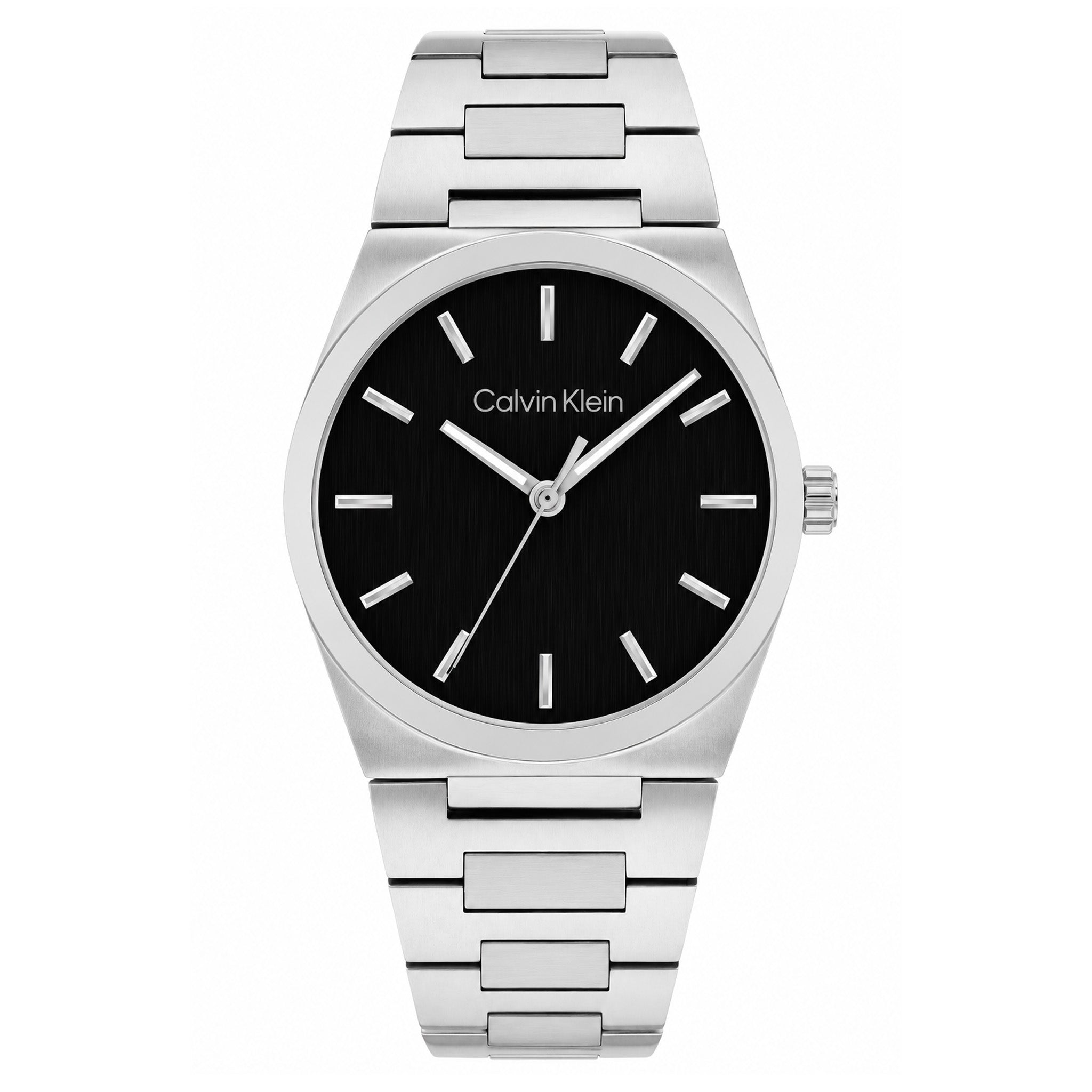 Calvin Klein Silver Steel Black Dial Men's Watch - 25200543
