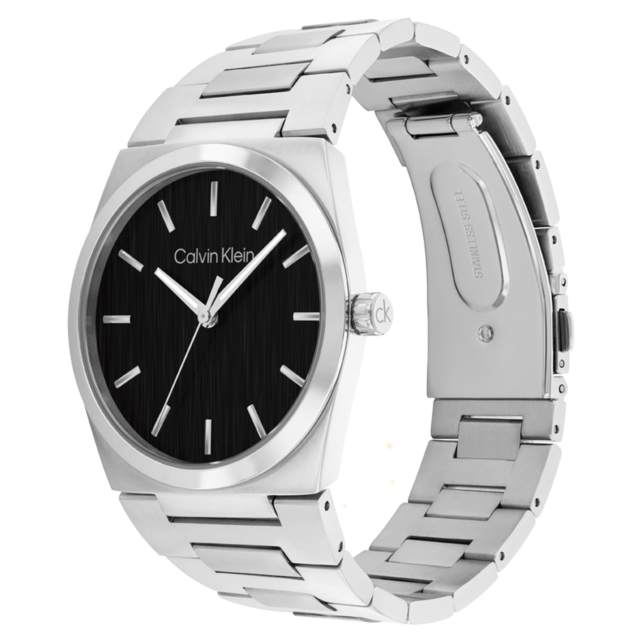 Calvin Klein Silver Steel Black Dial Men's Watch - 25200543