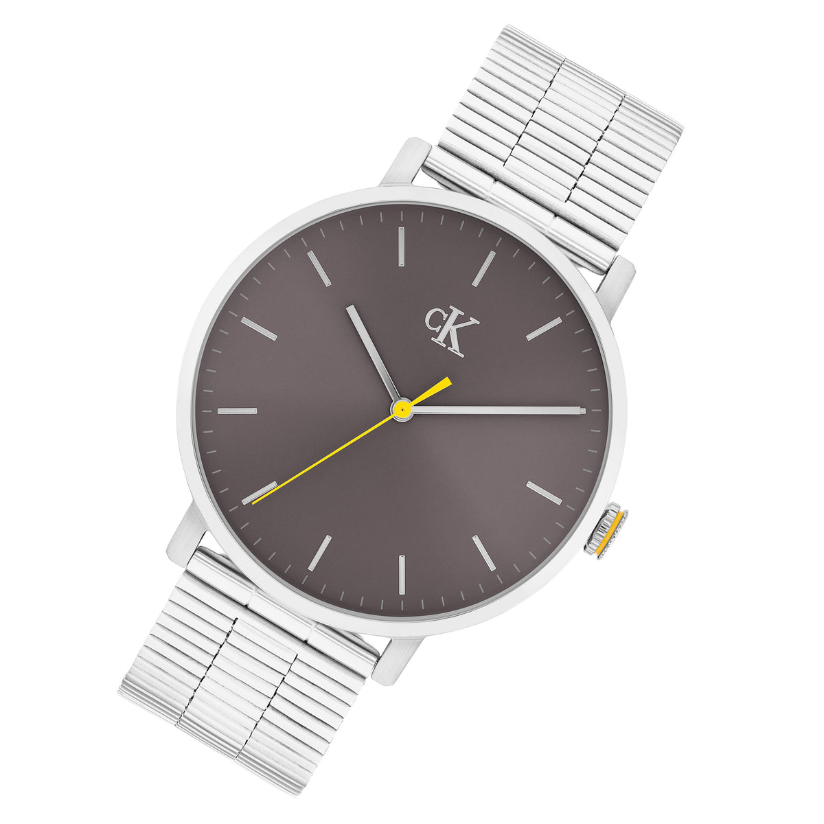 Calvin Klein Silver Steel Dark Grey Dial Men's Watch - 25200547