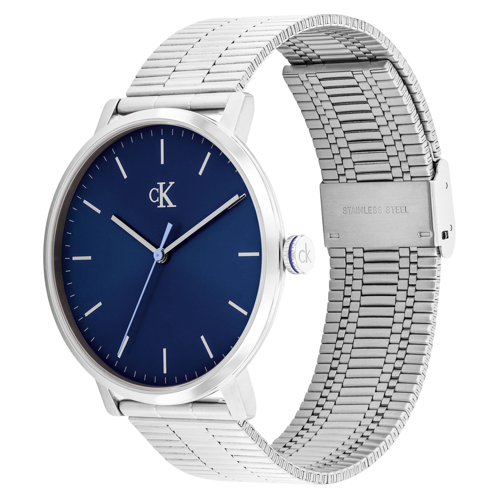 Calvin Klein Silver Steel Blue Dial Men's Watch - 25200548
