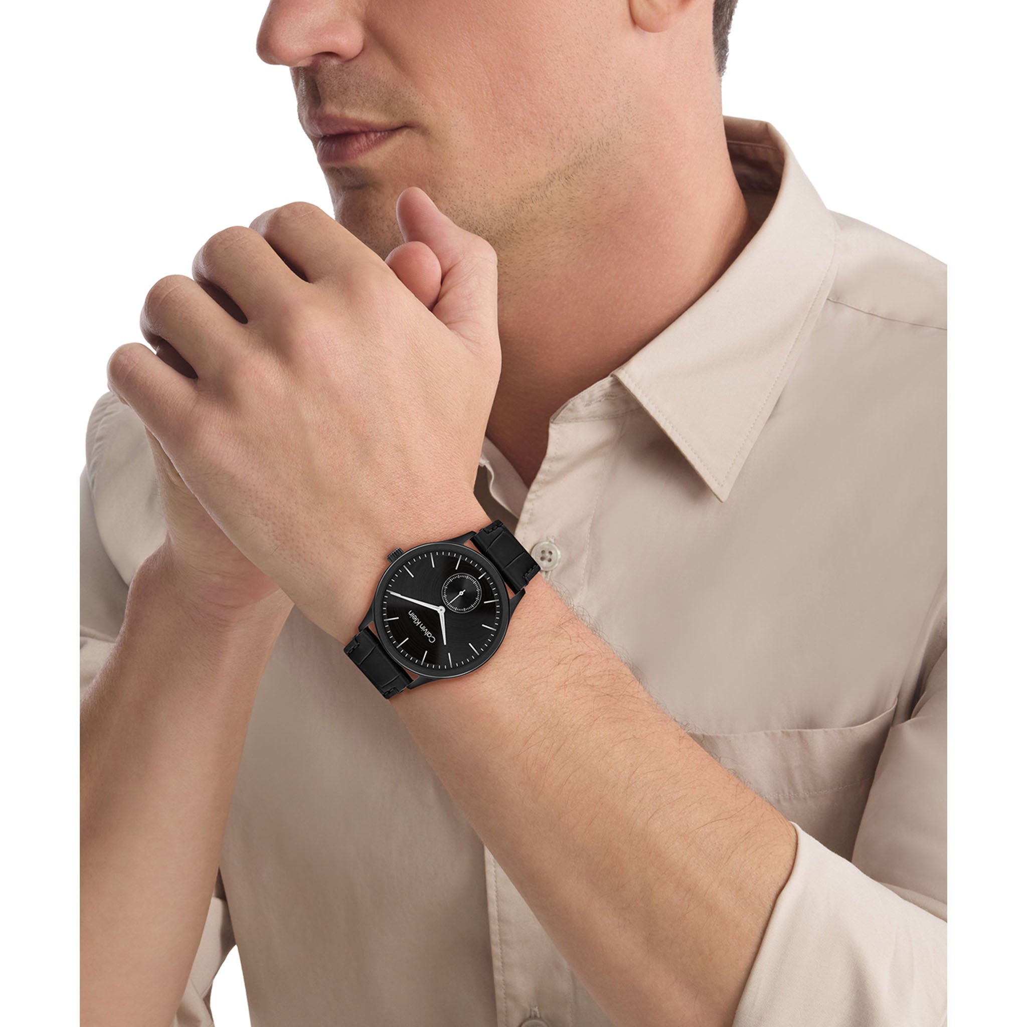 Calvin Klein Leather Black Dial Men's Watch - 25200555