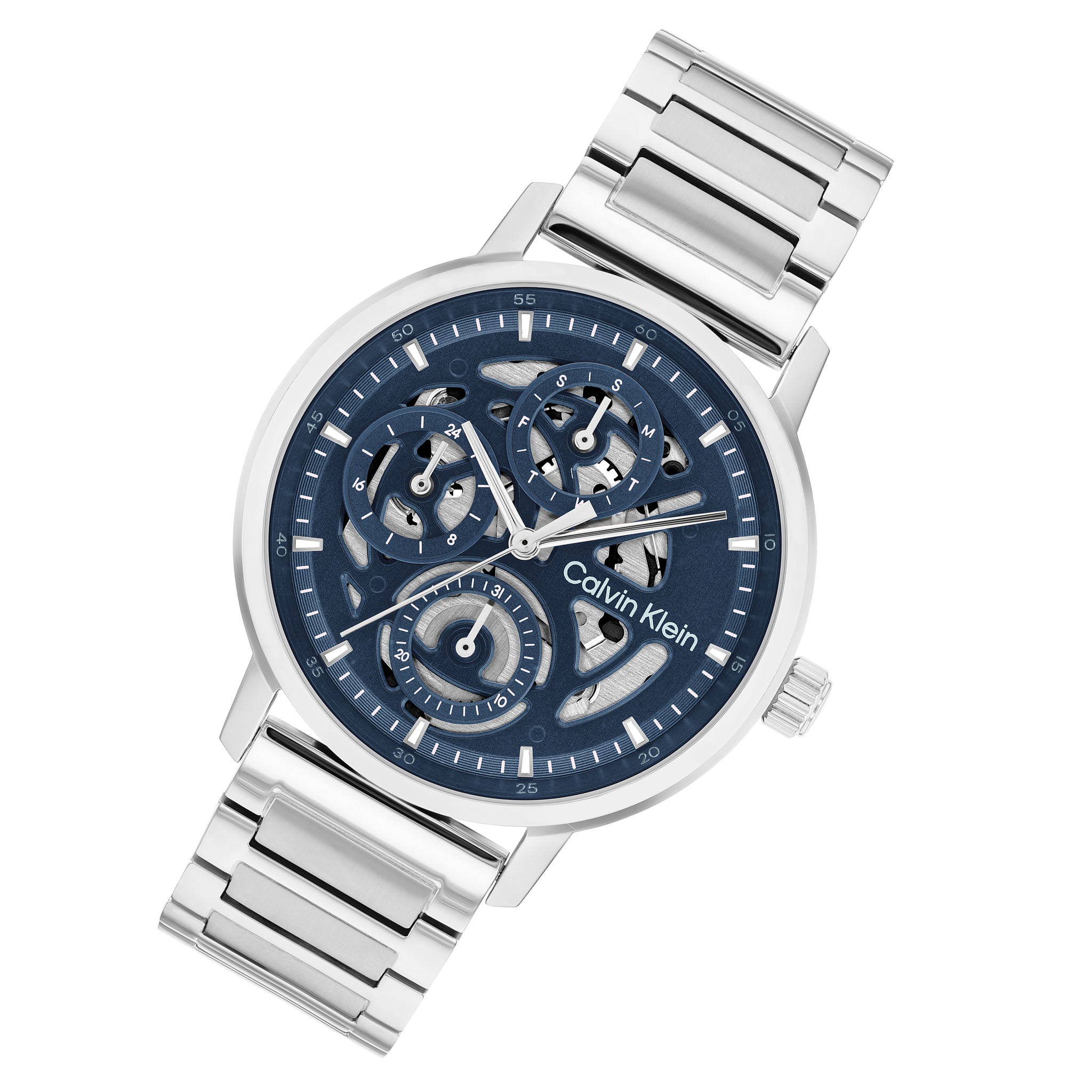 Calvin Klein Silver Steel Blue Dial Multi-function Men's Watch - 25200562