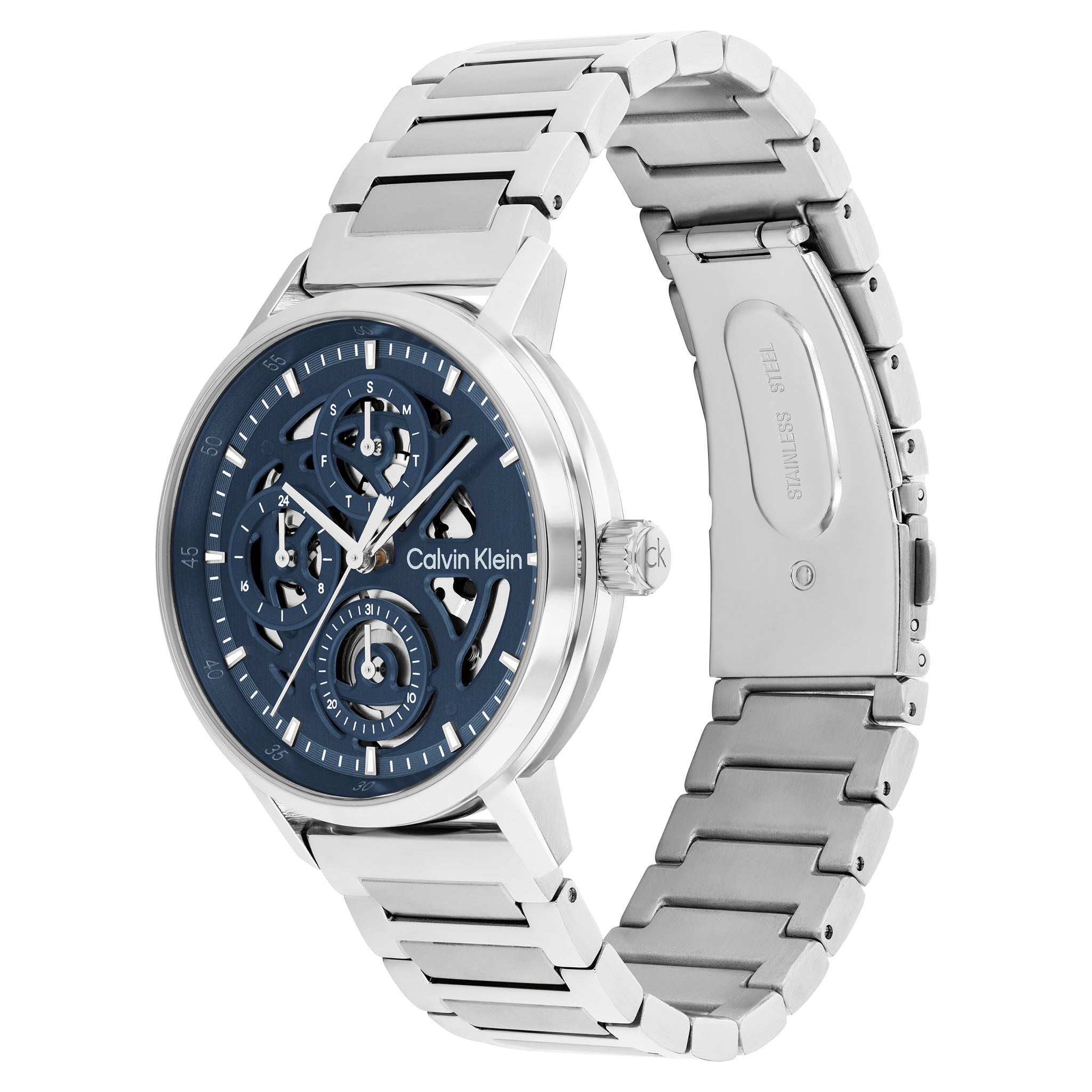 Calvin Klein Silver Steel Blue Dial Multi-function Men's Watch - 25200562