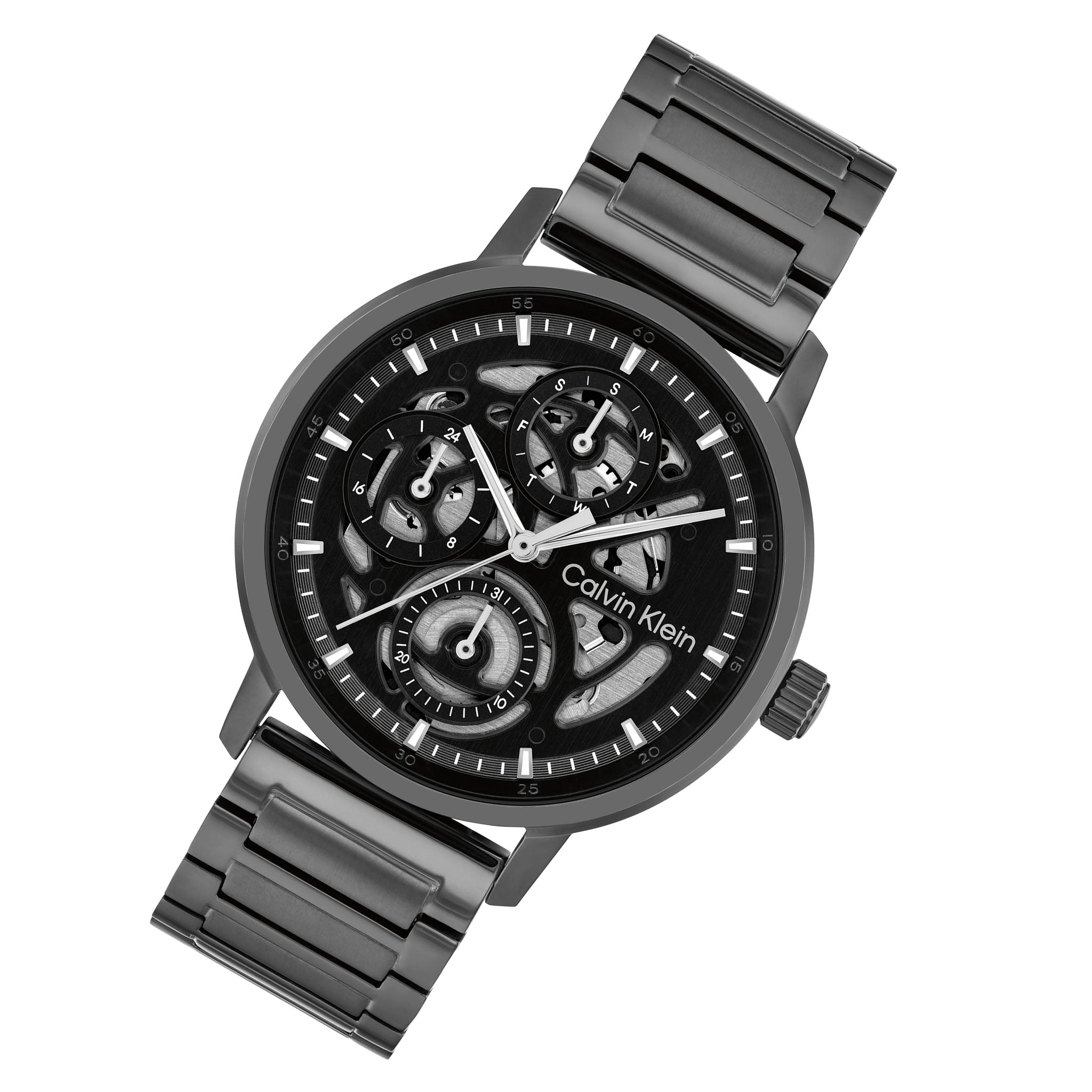 Calvin Klein Grey Steel Black Dial Multi-function Men's Watch - 25200563