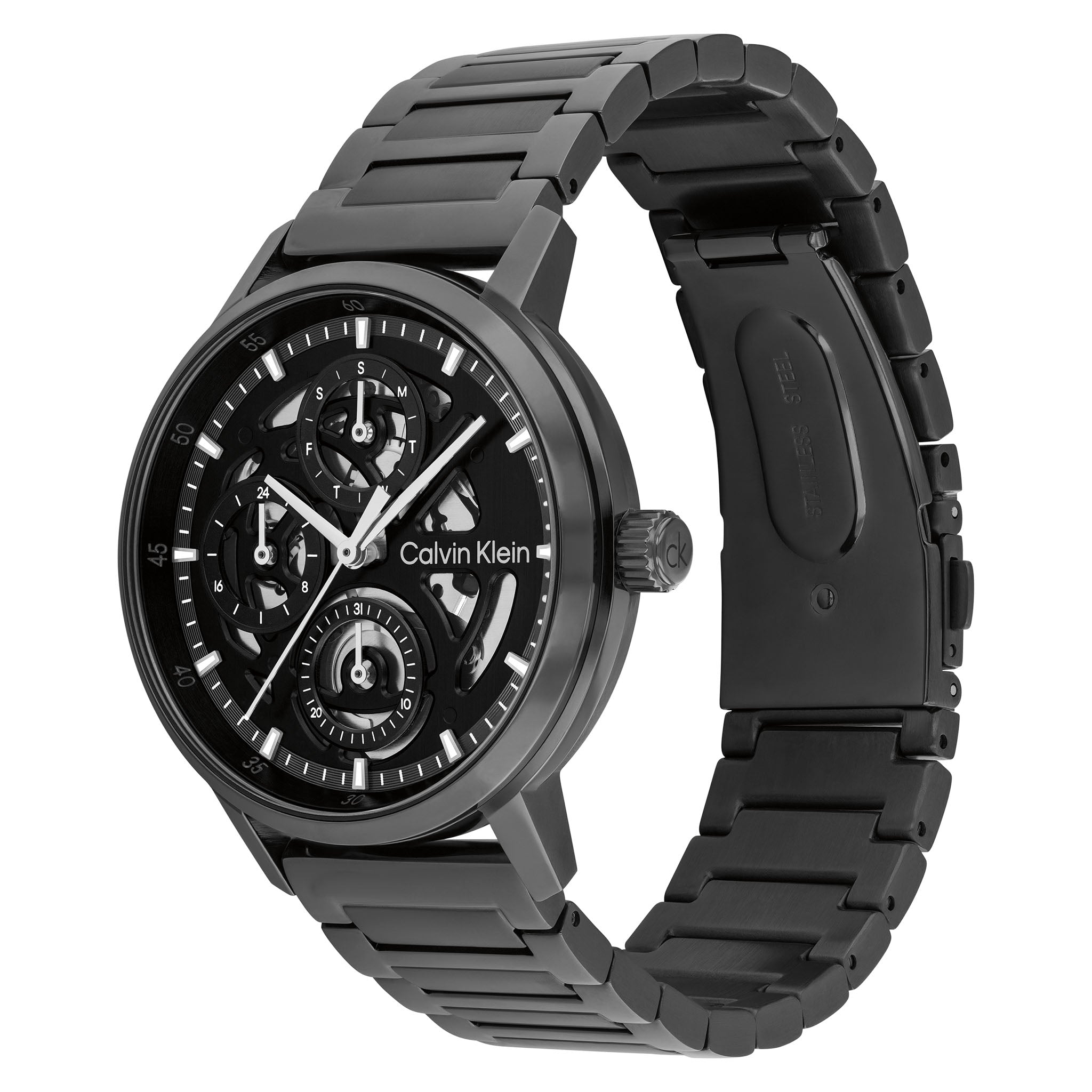 Calvin Klein Grey Steel Black Dial Multi-function Men's Watch - 25200563
