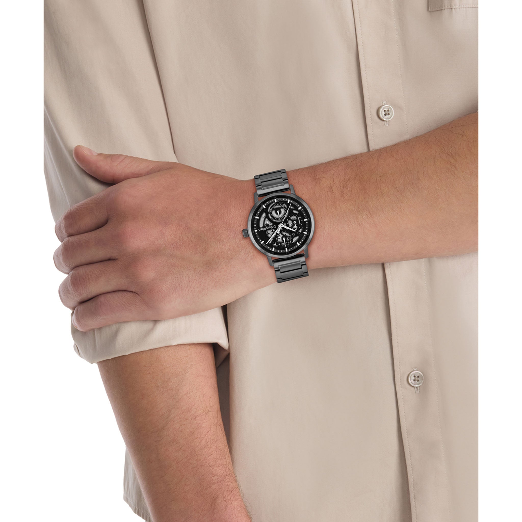 Calvin Klein Grey Steel Black Dial Multi-function Men's Watch - 25200563