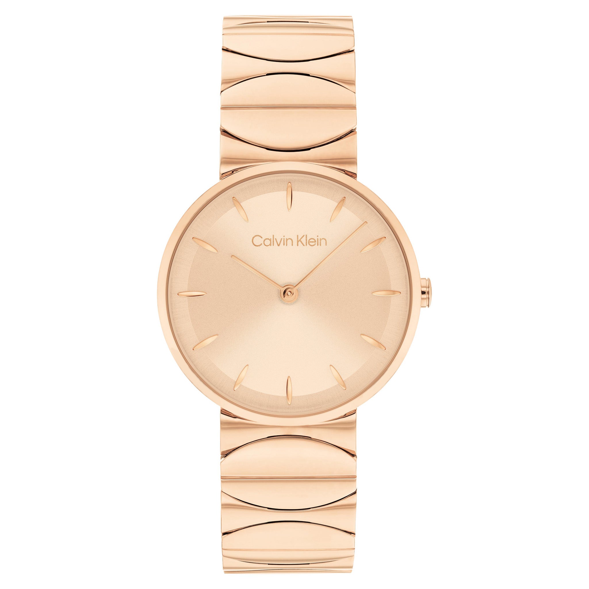 Calvin Klein Rose Gold Steel with Black Leather Carnation Gold Dial Women's Gift Set Watch - 25700001