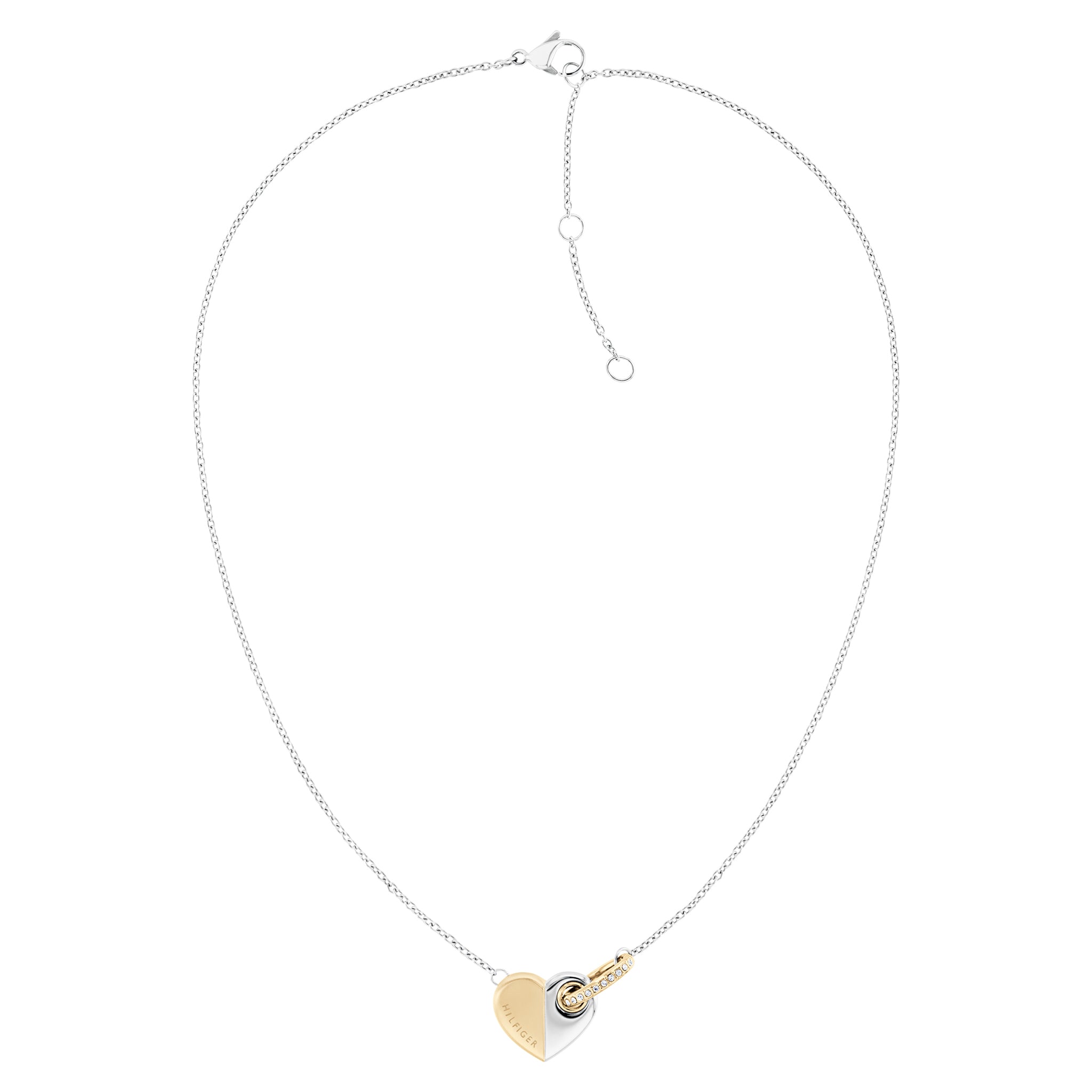 Tommy Hilfiger Jewellery Stainless Steel & Gold Steel & White Preci Women's Pendant With Chain - 2780878