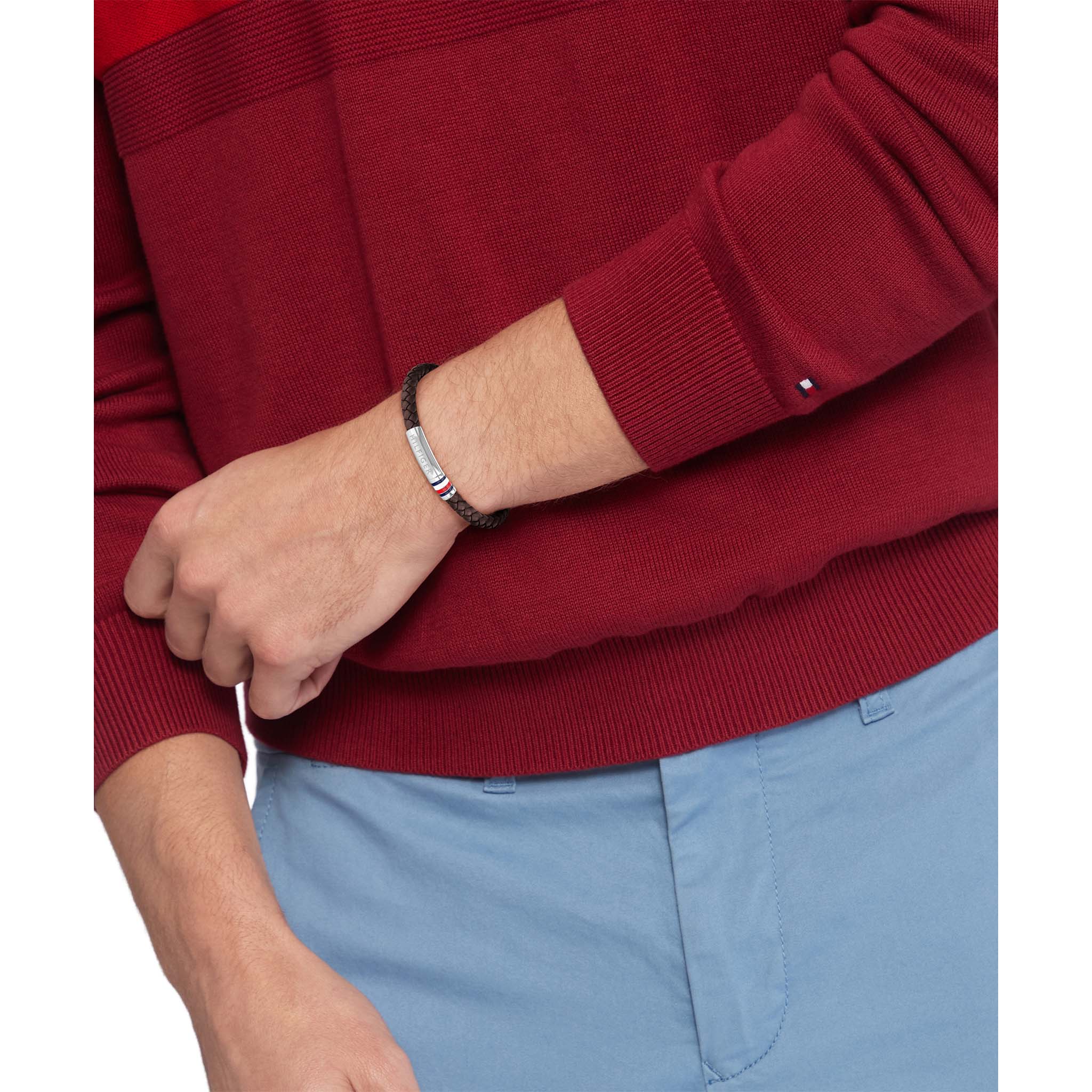 Tommy Hilfiger Jewellery Stainless Steel & Brown Leather Men's Bracelet - 2790402