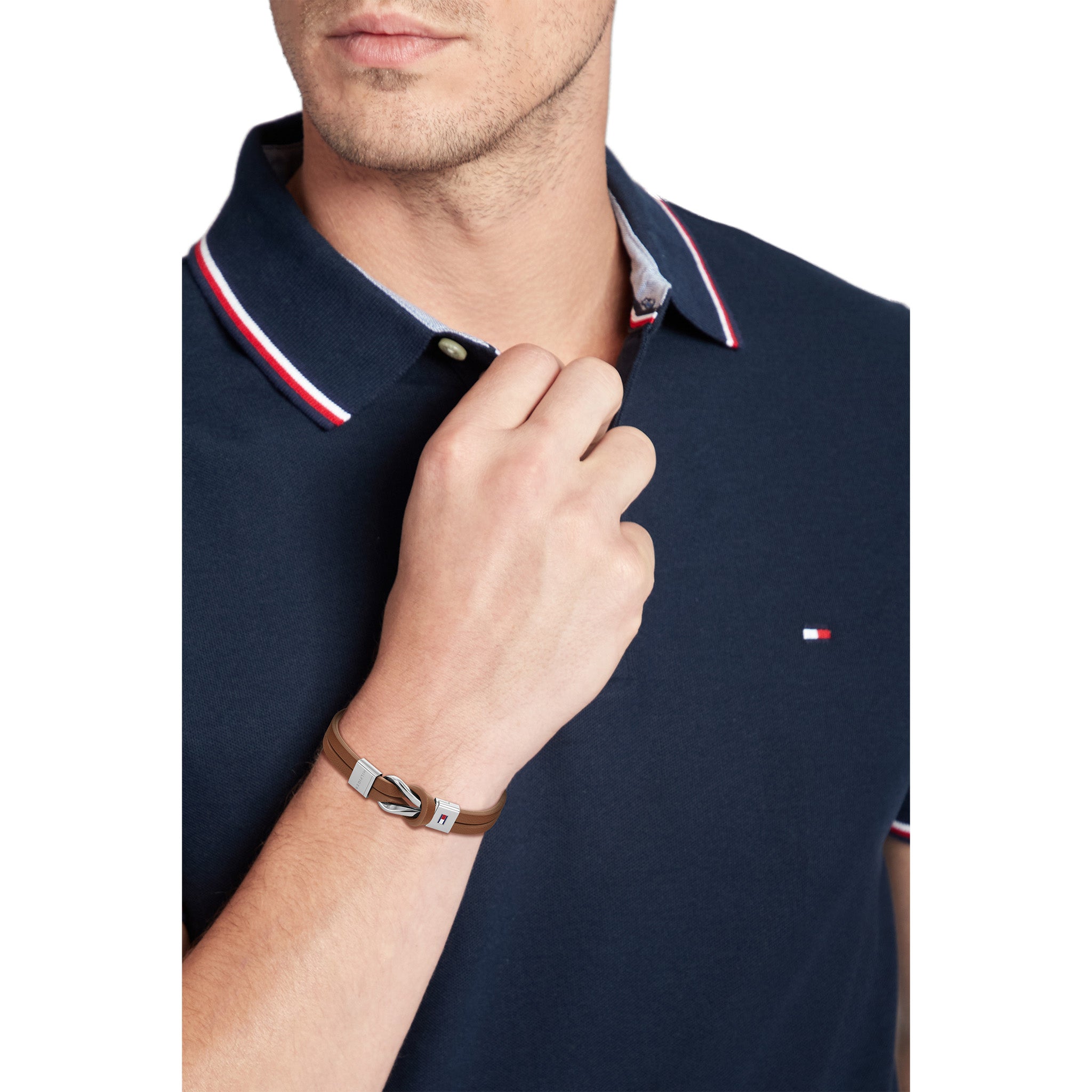 Tommy Hilfiger Jewellery Stainless Steel & Brown Leather Men's Bracelet - 2790441