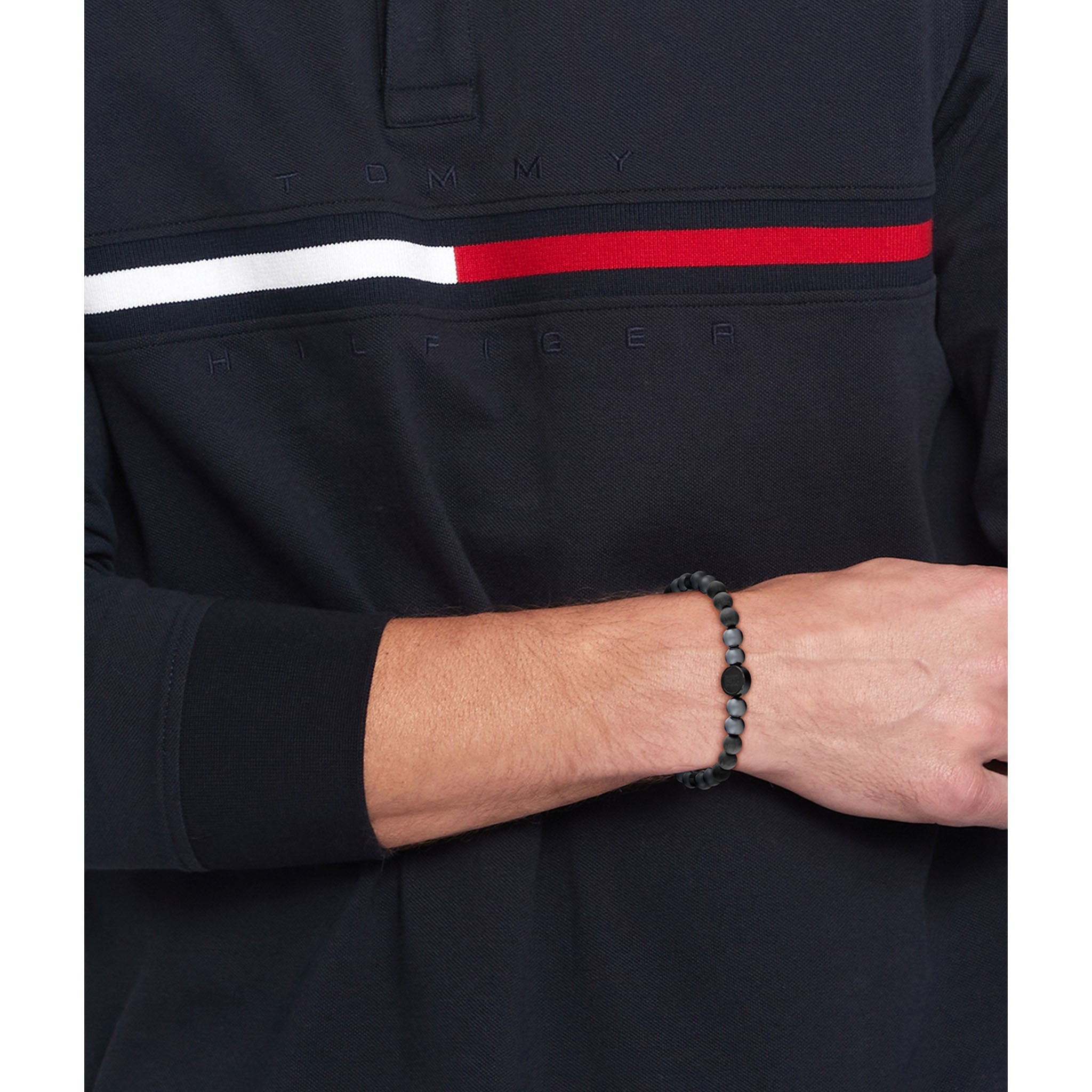 Tommy Hilfiger Jewellery Black Steel & Black Carbon & Nature Hematite Men's Bead Bracelet - 2790625