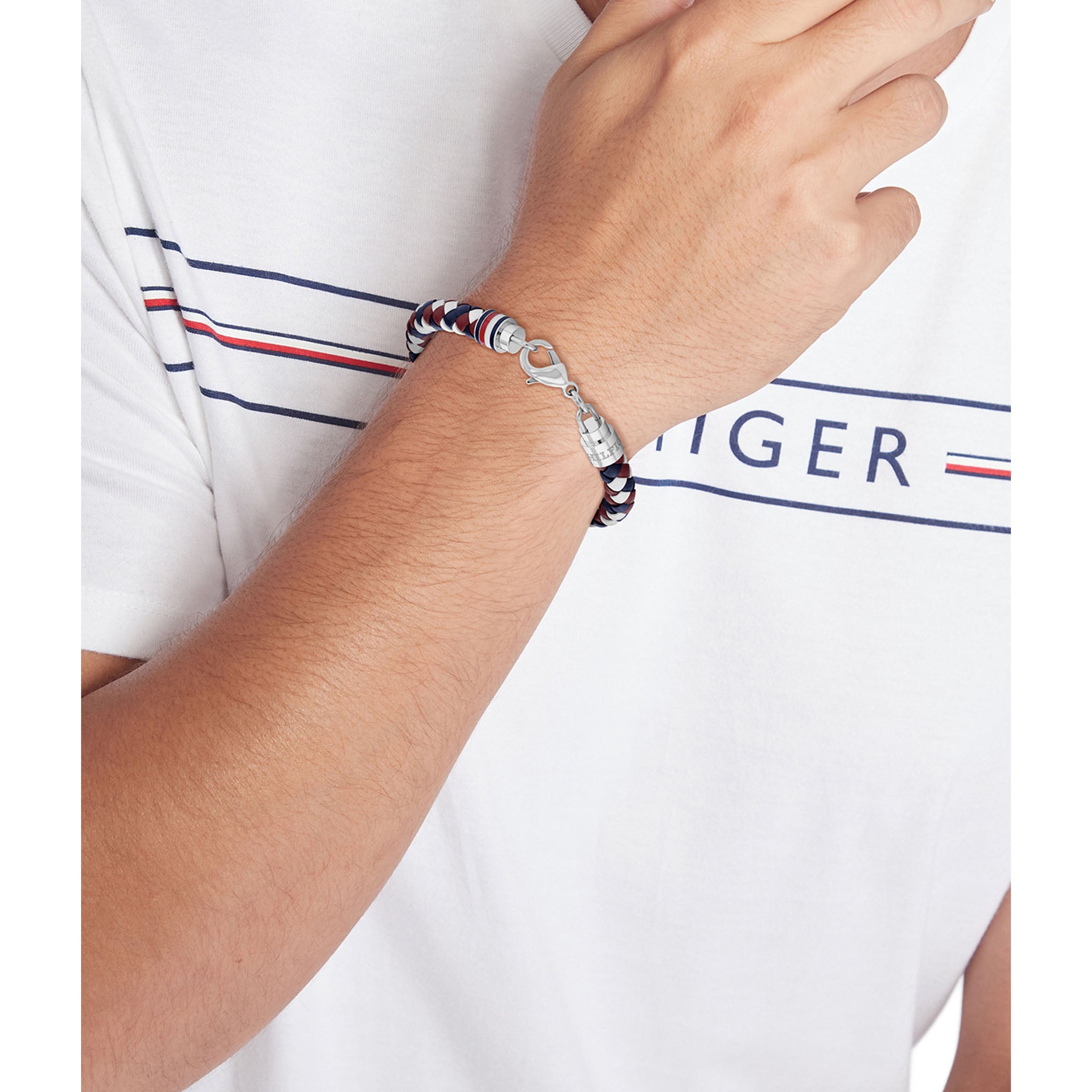 Tommy Hilfiger Jewellery Stainless Steel & Multicolour Leather Men's Leather Bracelet - 2790633