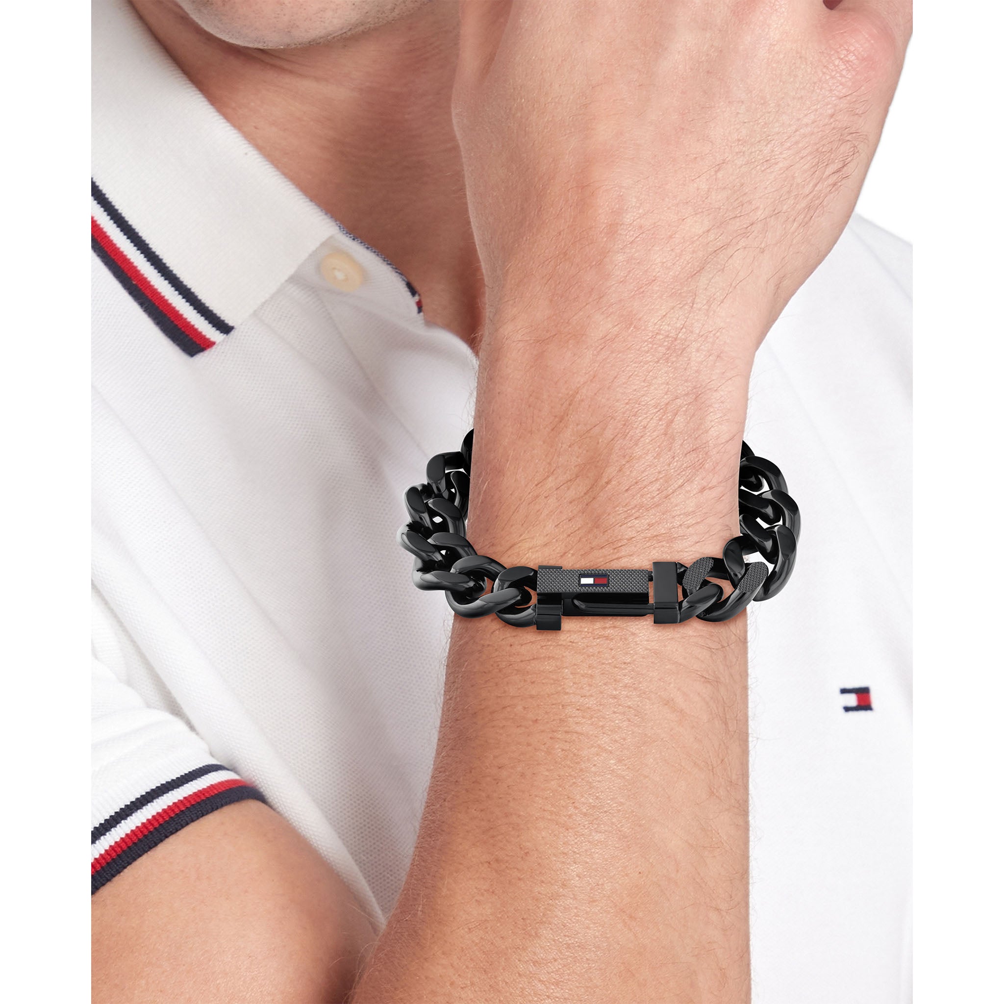 Tommy Hilfiger Jewellery Black Steel Men's Chain Bracelet - 2790639