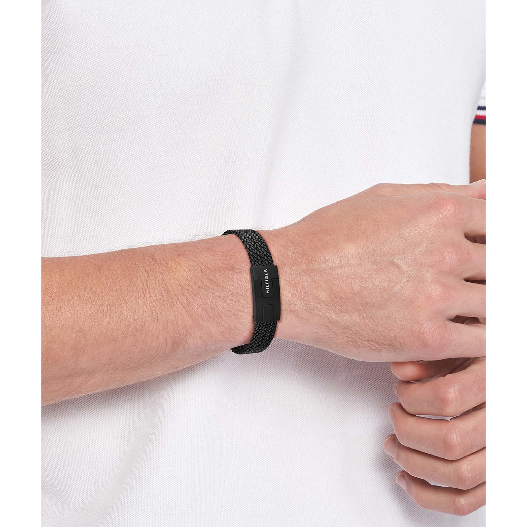 Tommy Hilfiger Jewellery Black Steel Mesh Men's Chain Bracelet - 2790707