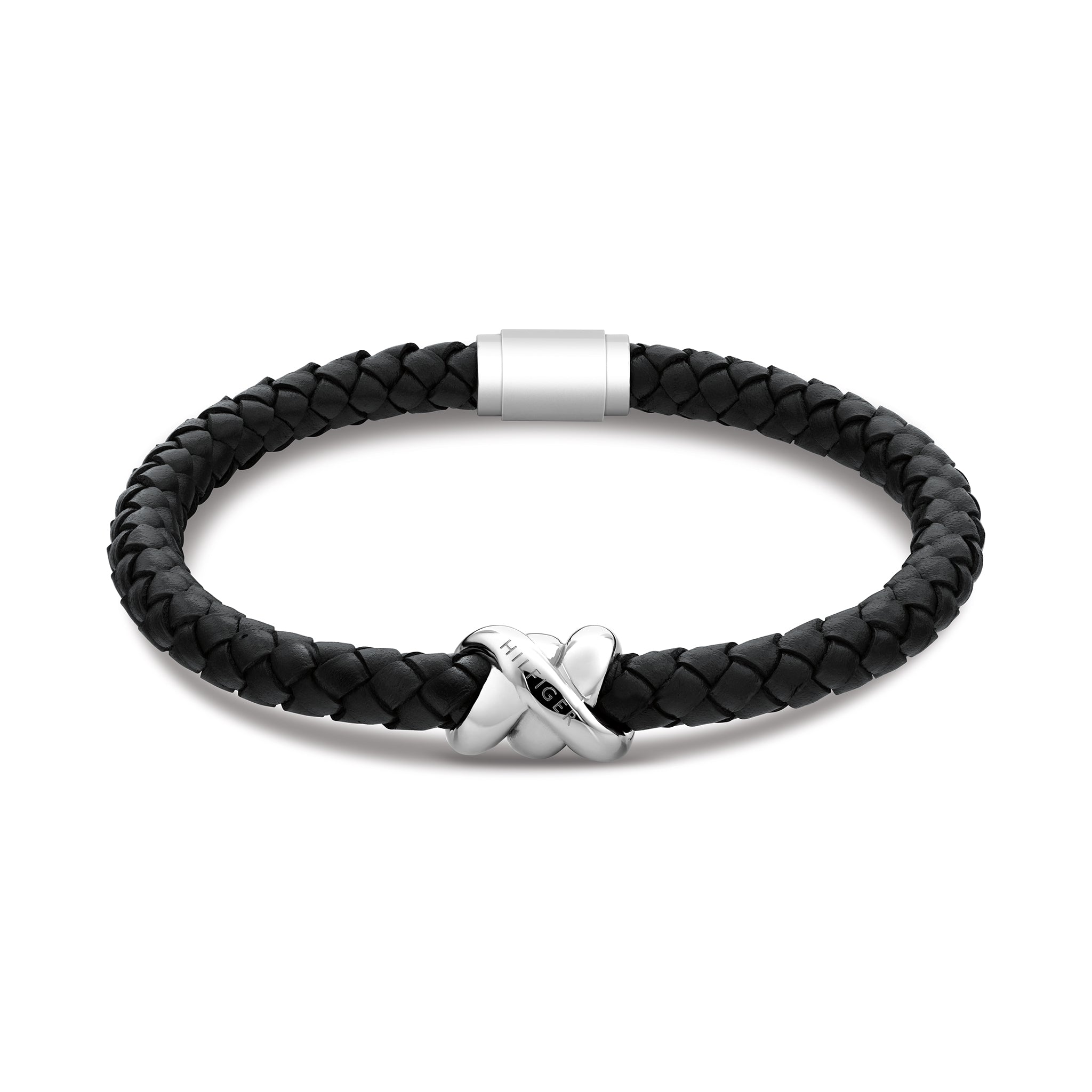 Tommy Hilfiger Jewellery Stainless Steel & Black Leather Men's Leather Bracelet - 2790734