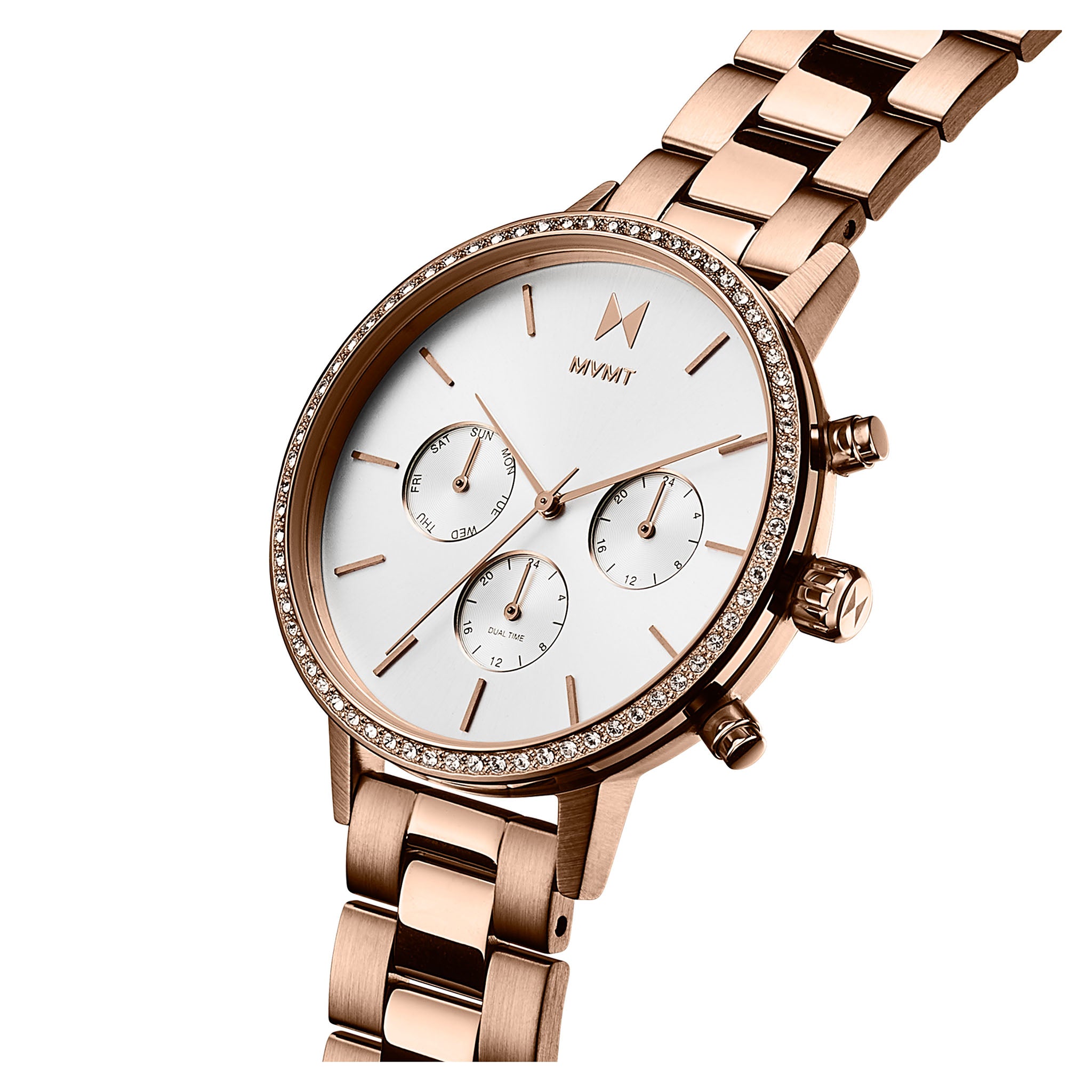 MVMT Rose Gold Steel White Dial Multi-function Women's Watch - 28000135D