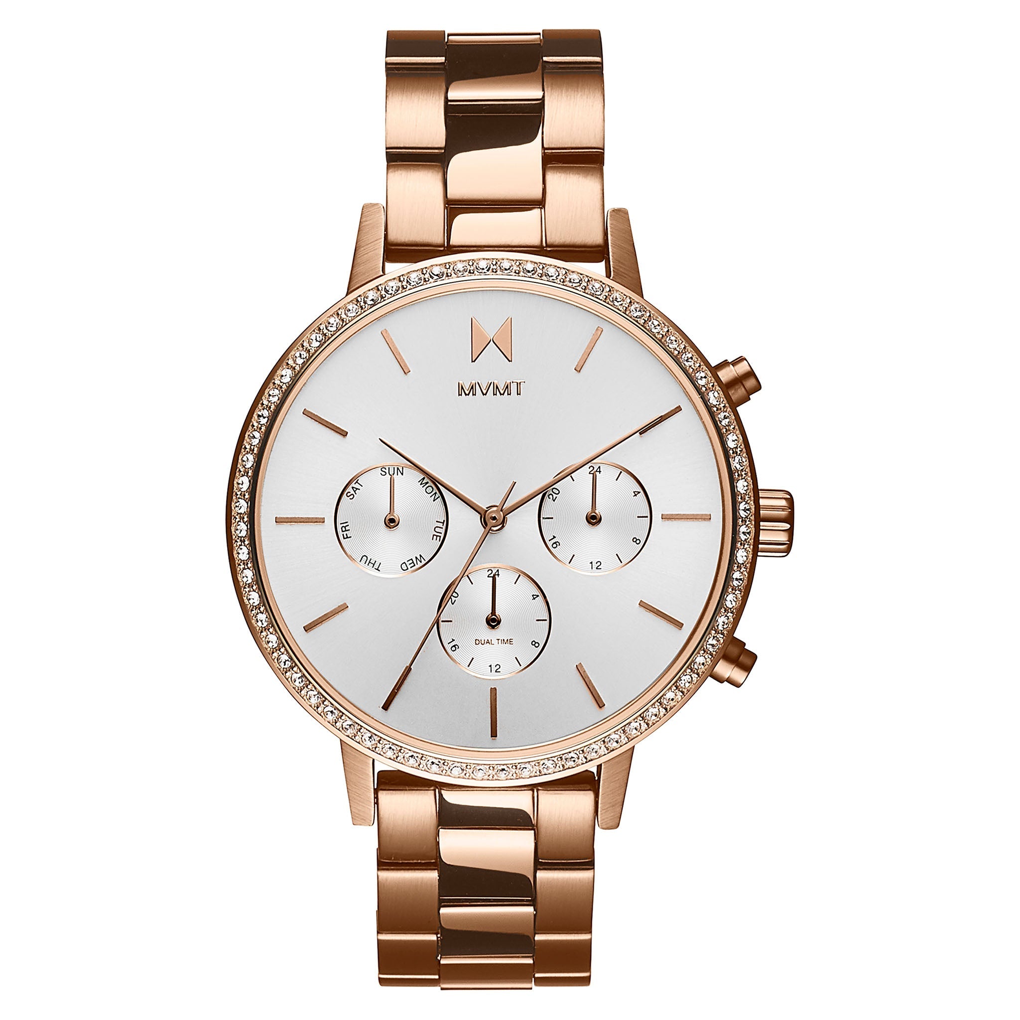 MVMT Rose Gold Steel White Dial Multi-function Women's Watch - 28000135-D