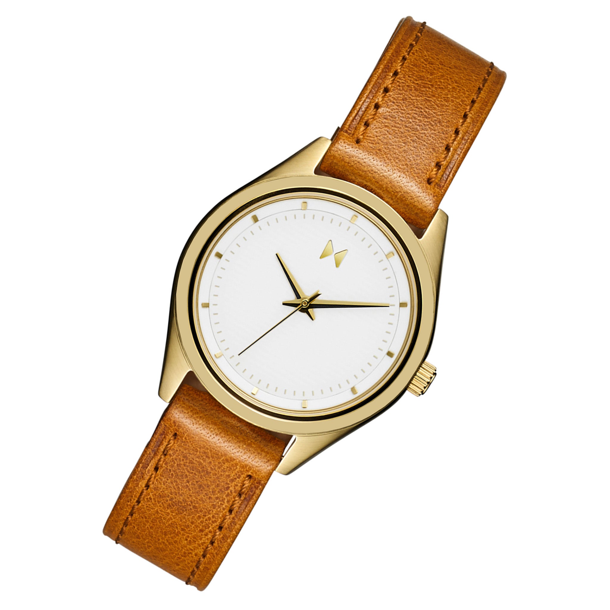 MVMT Tan Leather White Dial Women's Watch - 28000374D