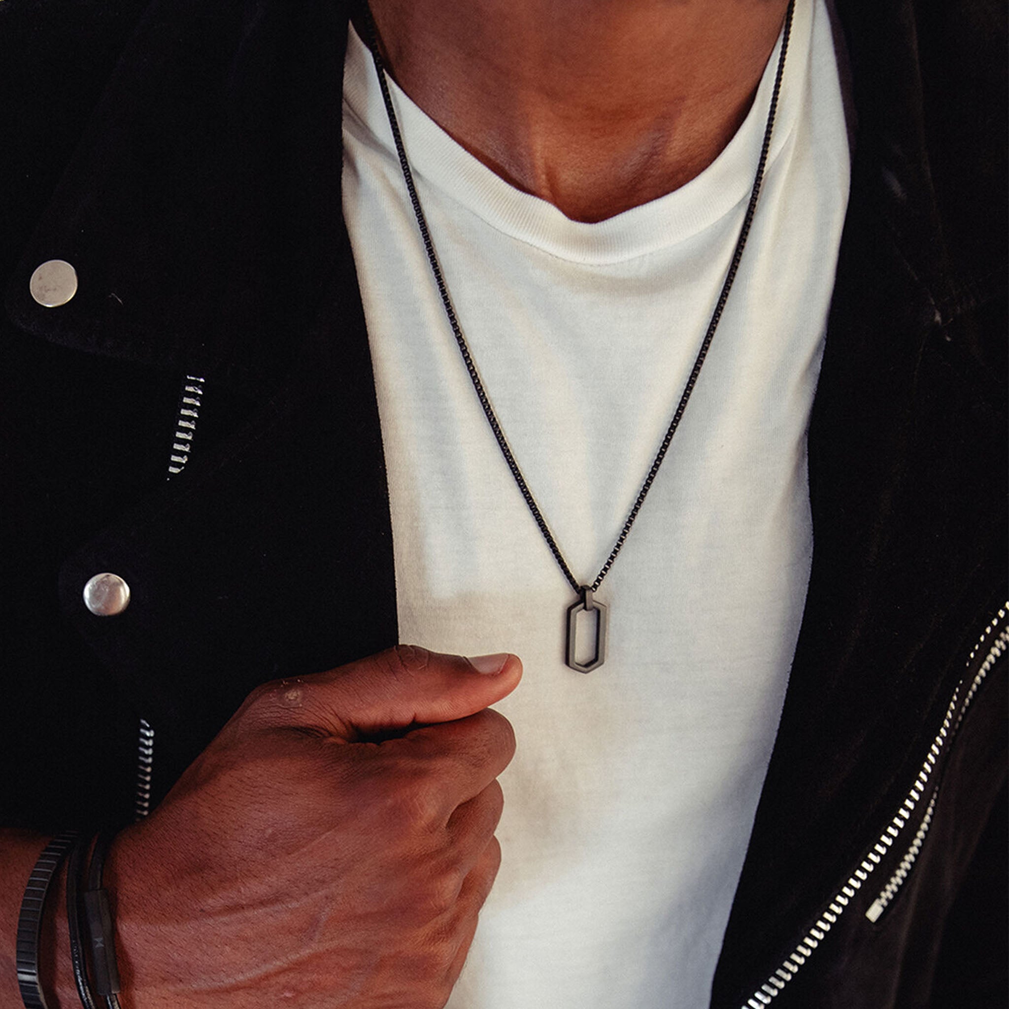 MVMT Jewellery Matte Black Steel Men's Necklace - 28200035