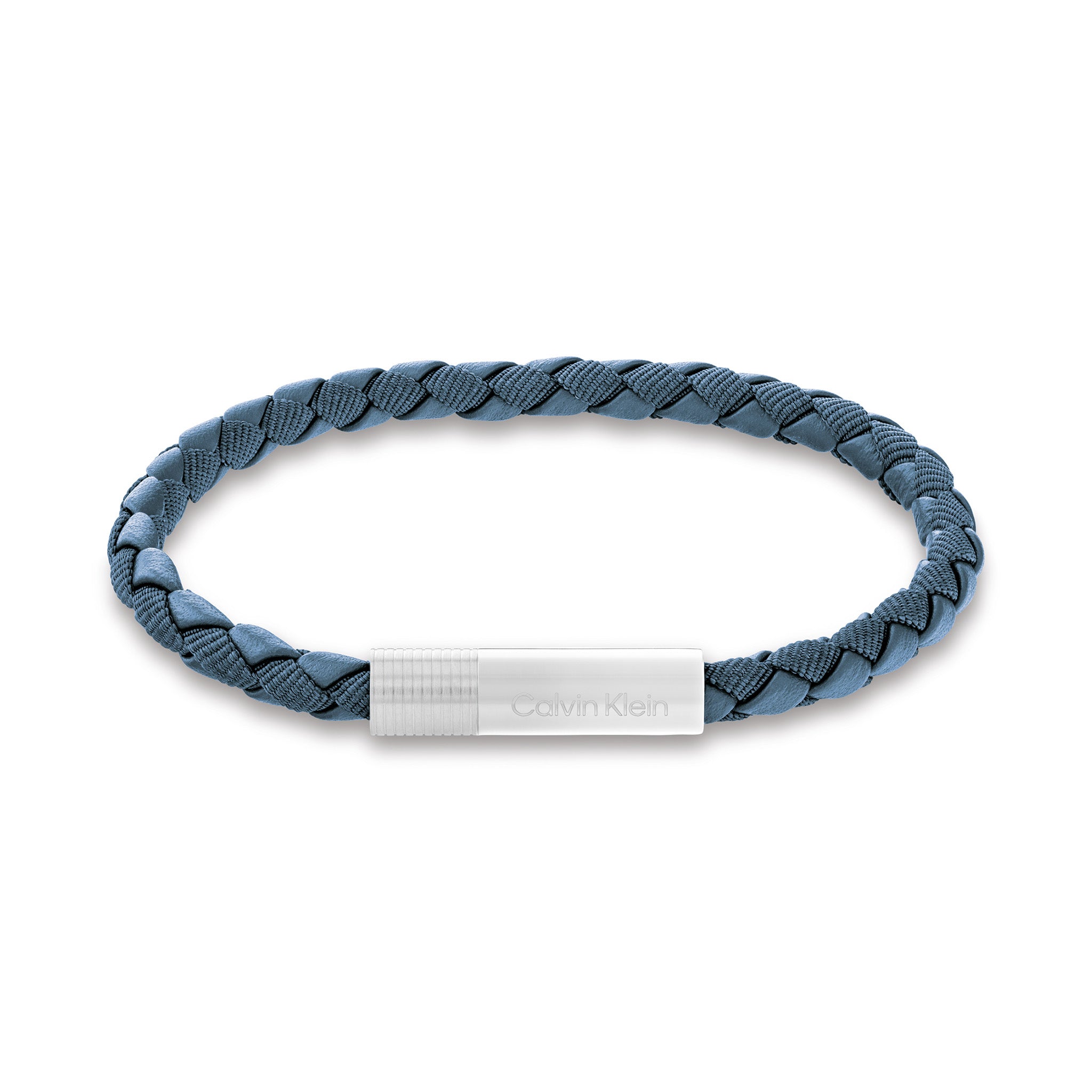 Calvin Klein Jewellery Stainless Steel & Blue Leather Men's Bracelet - 35100026