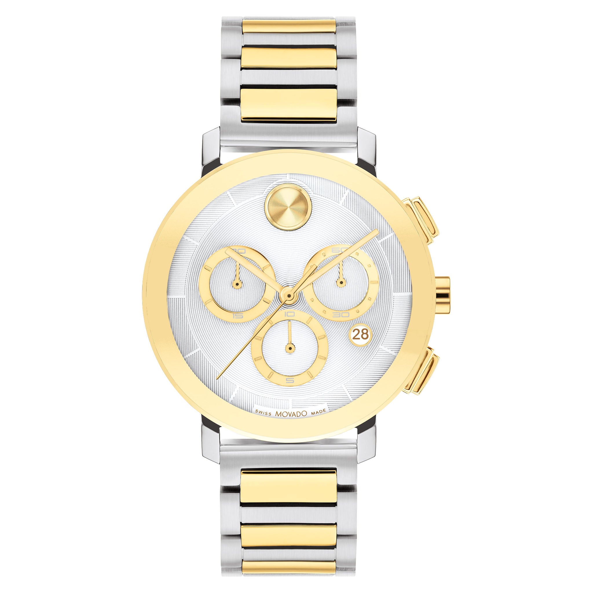 Movado Bold Two Tone Stainless Steel Silver Dial Swiss Chronograph Women's Watch - 3600968