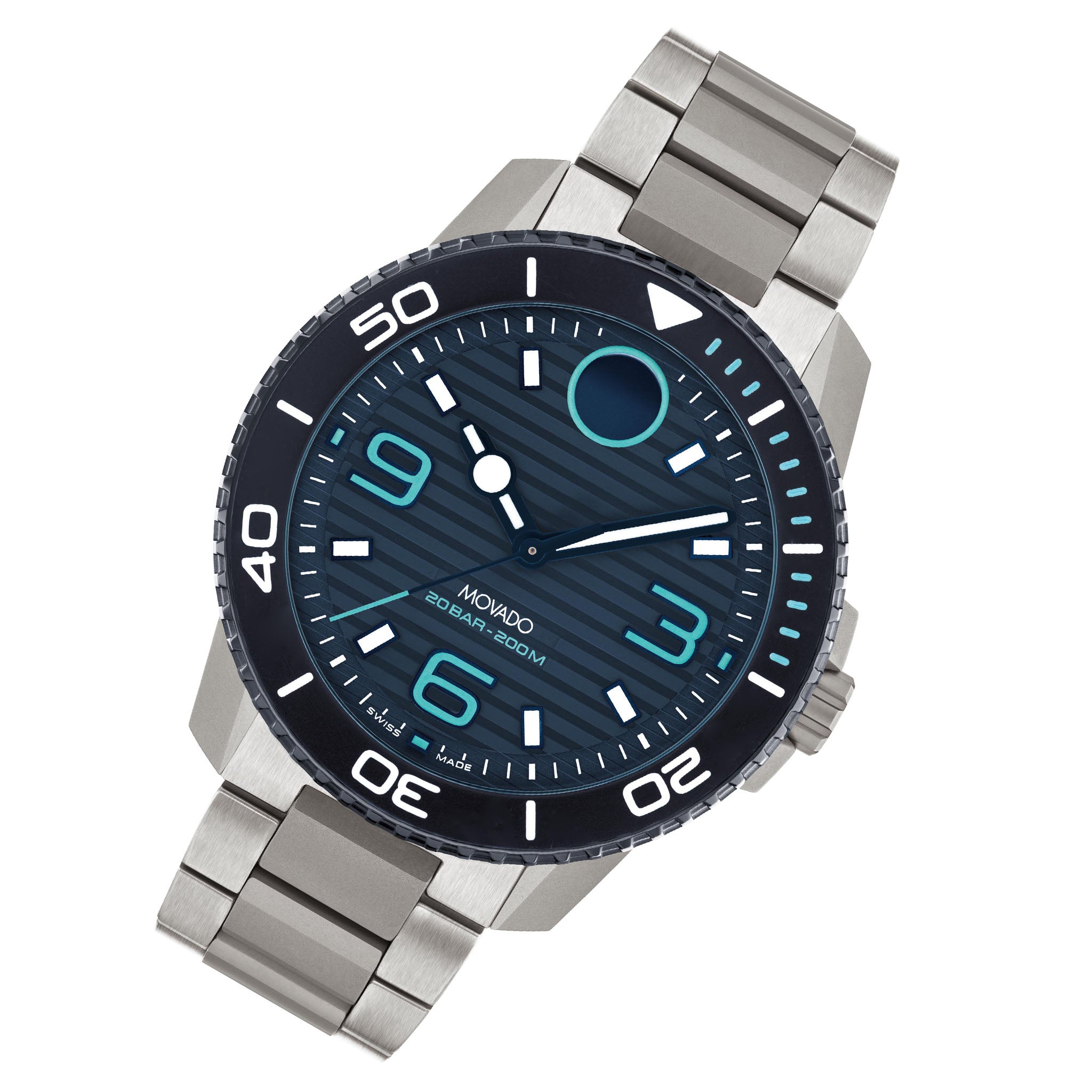 Movado Titanium Blue Dial Men's Swiss Made Watch - 3601122