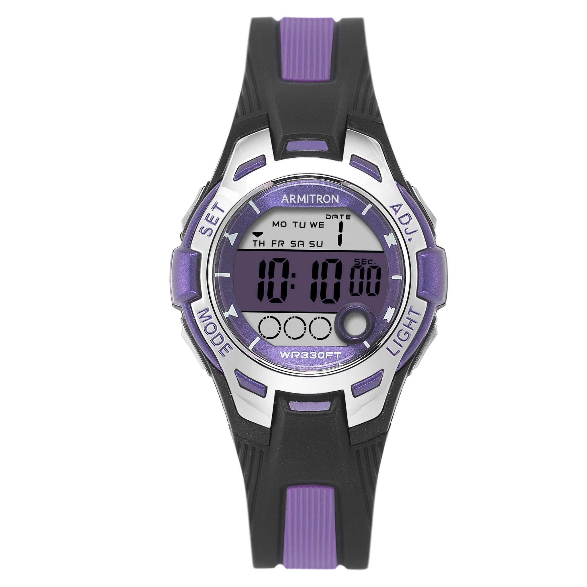 Armitron Plastic Black + Purple Dial Plastic Ladies Watch - 457030PUR