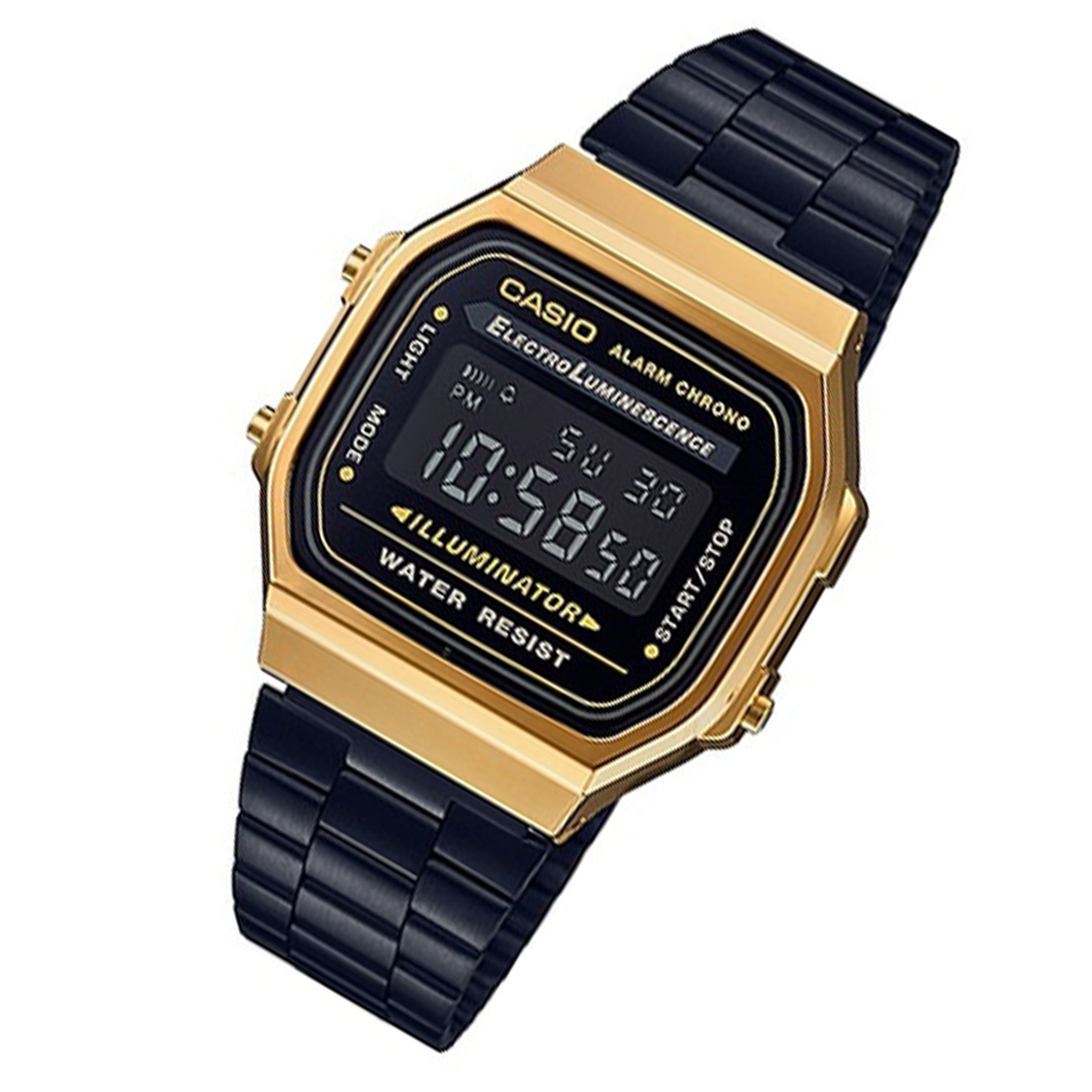 Casio Vintage Black Steel Digital Unisex Watch - A168WEGB-1B