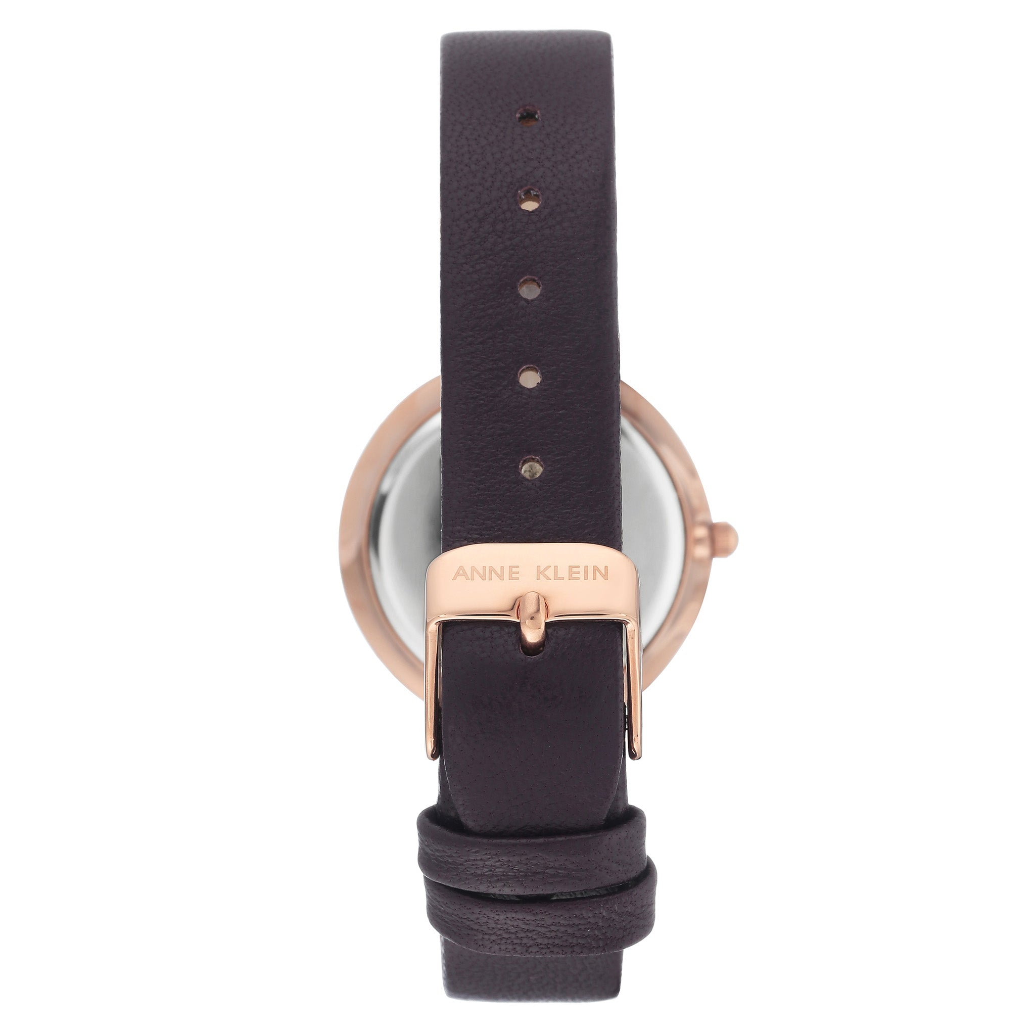 Anne Klein Leather Dark Plum Dial Women's Watch - AK3272RGPL