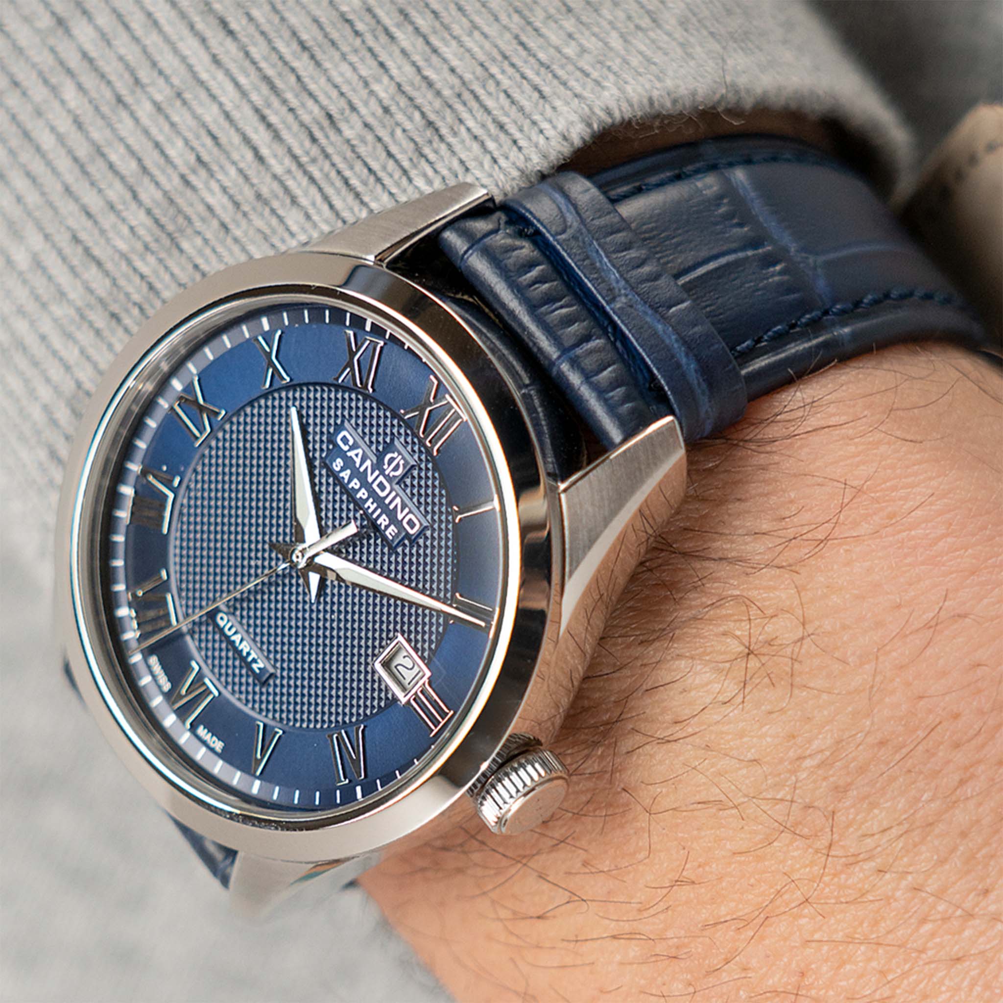 Candino Blue Leather Men's Swiss Made Watch - C4710/C