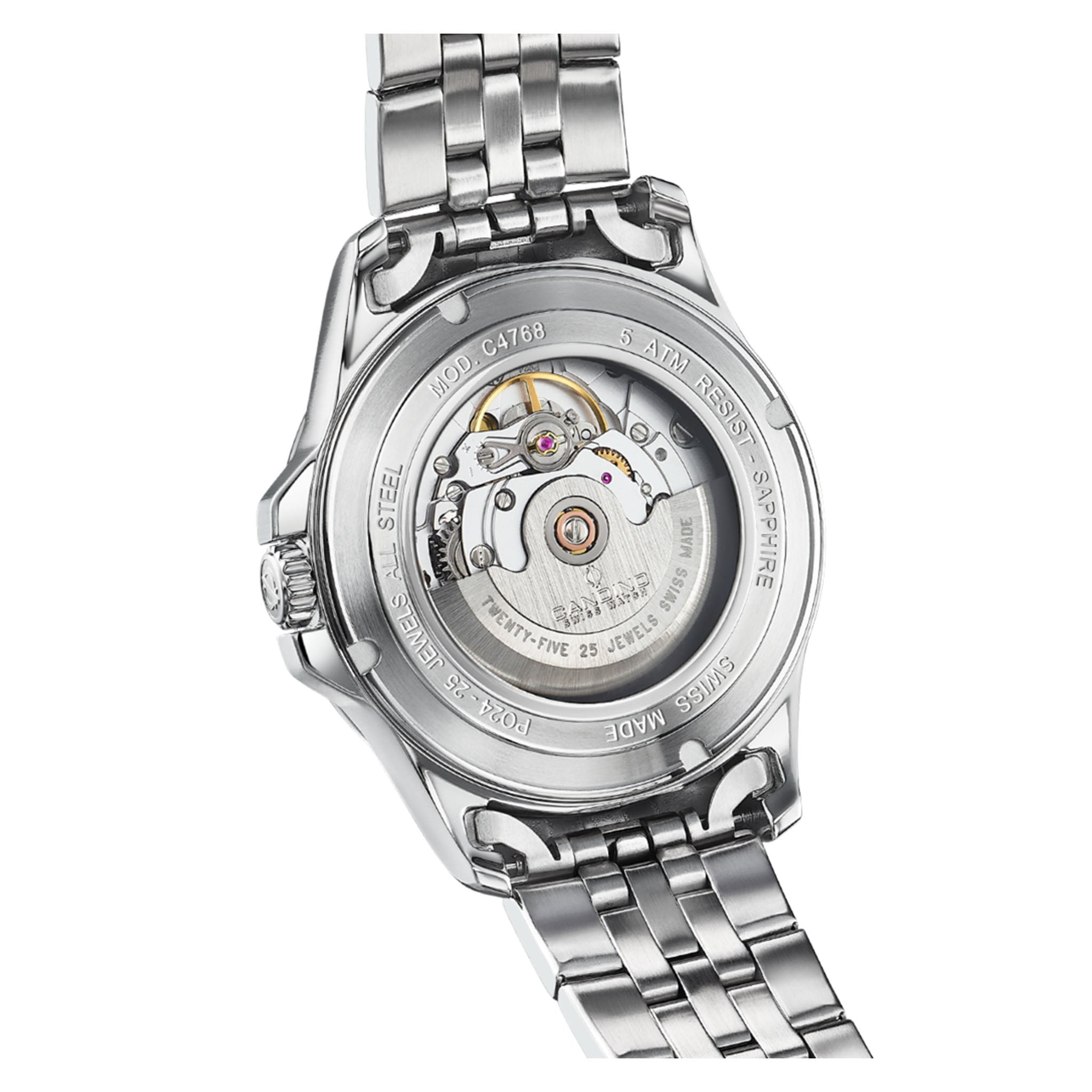 Candino Silver Steel Black Dial Men's Automatic Swiss Made Watch - C4768/4