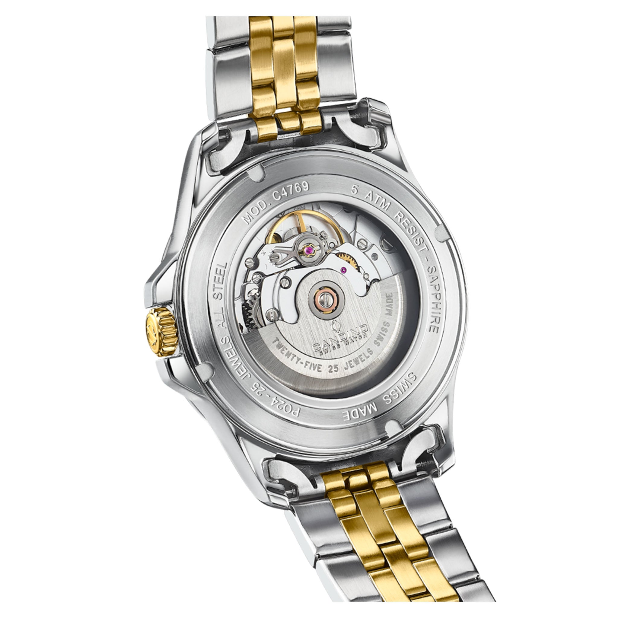 Candino Two-Tone Steel Silver Dial Men's Automatic Swiss Made Watch - C4769/1