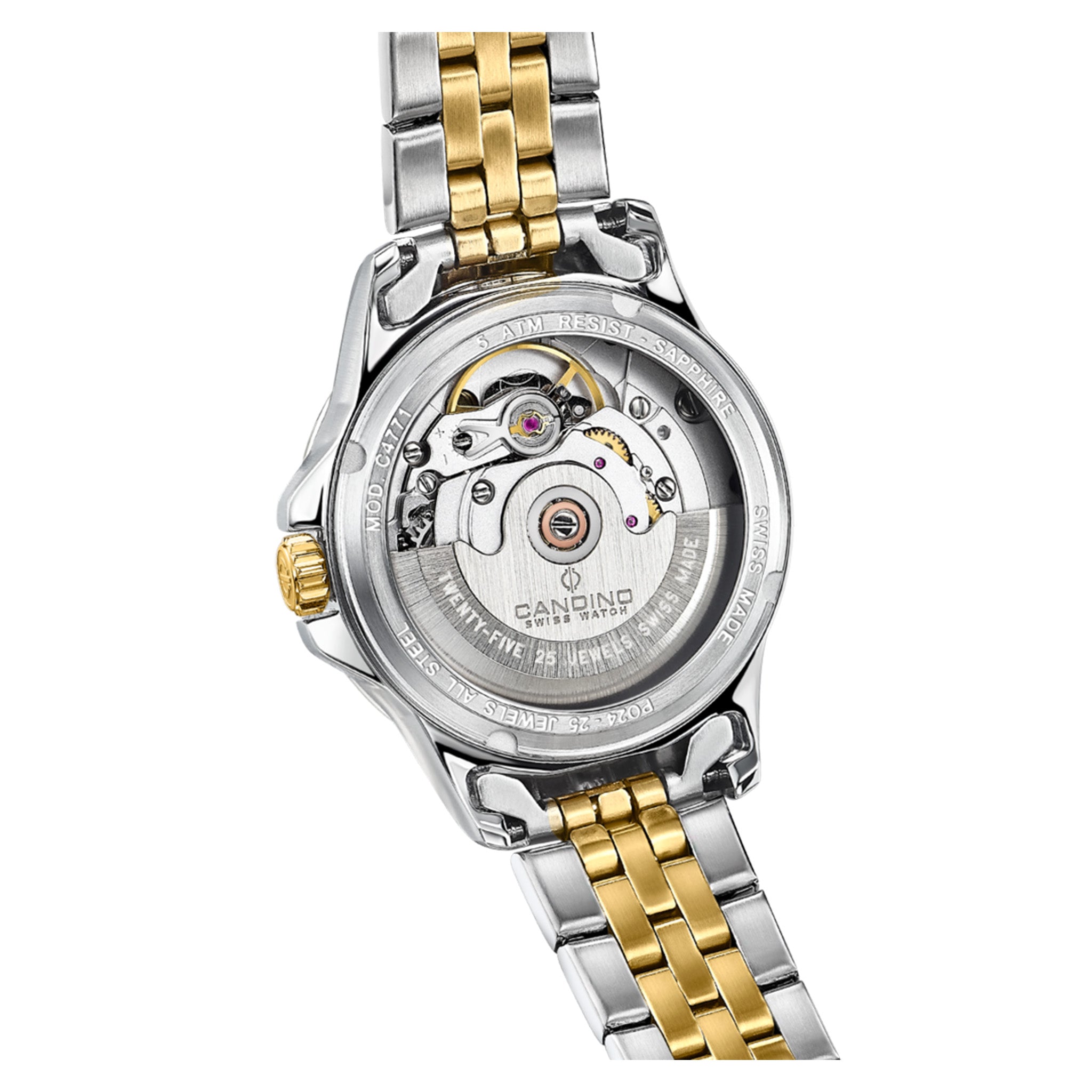 Candino Two-Tone Steel White Dial Women's Automatic Swiss Made Watch - C4771/1