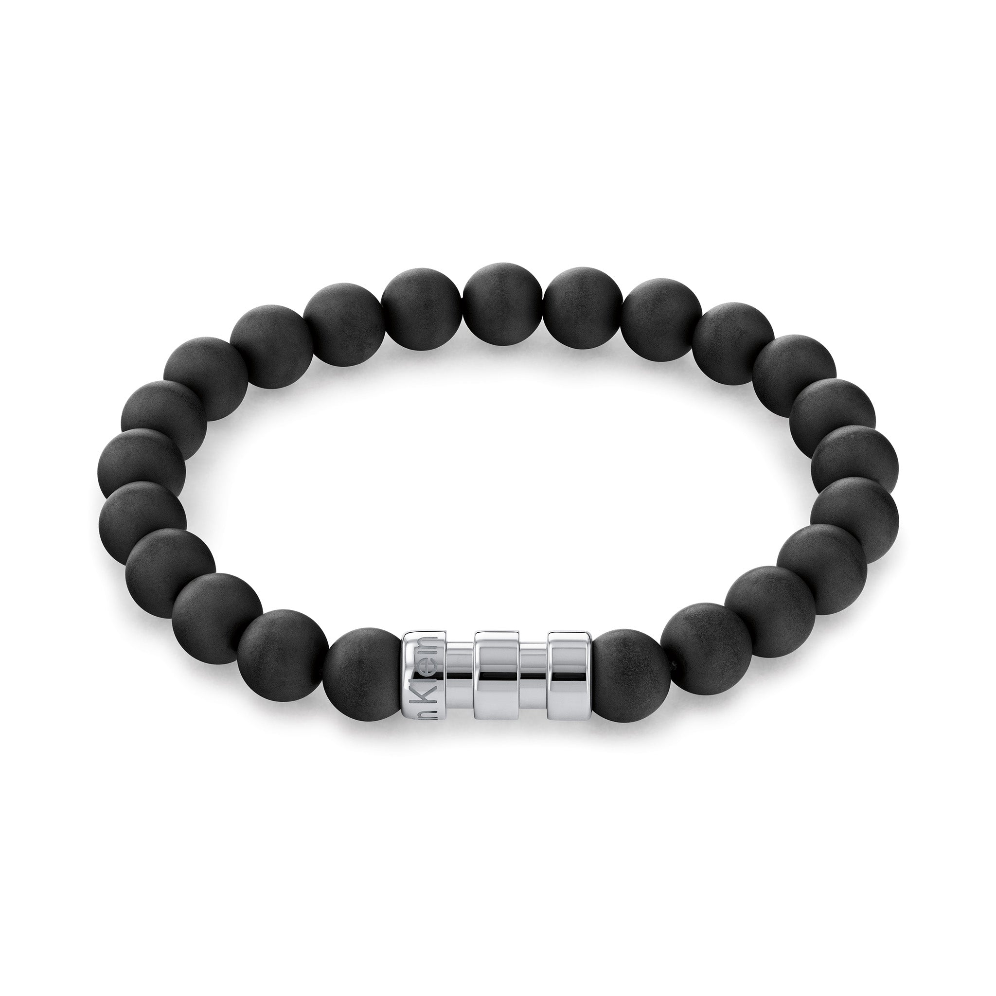 Calvin Klein Jewellery Stainless Steel & Black Onyx Round Bead & Black Elastic Rope Men's Onyx Rou Bead&Steel Metal Brac - 35000104