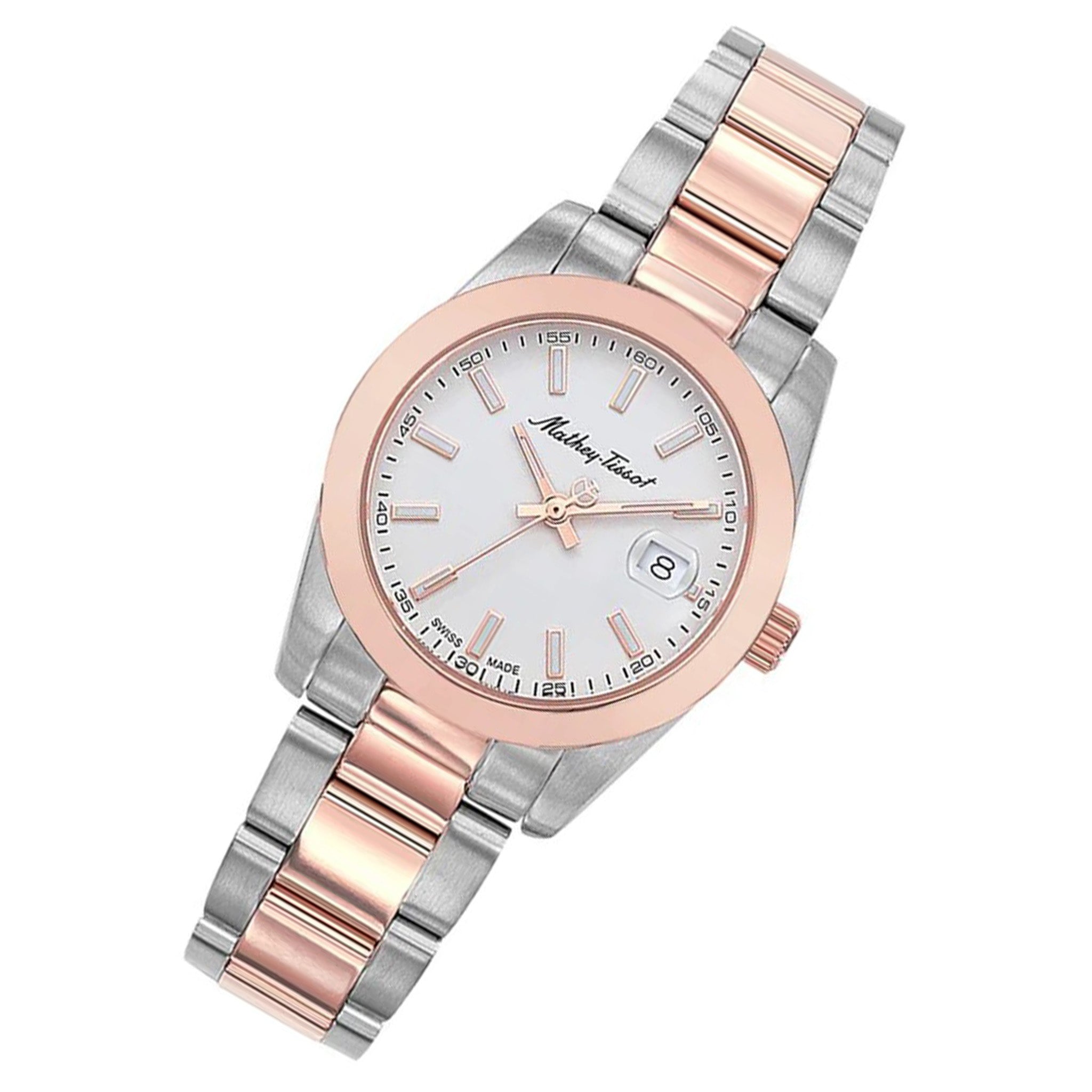Mathey-Tissot Rose Gold Stainless Steel White Dial Swiss Made Women's Watch - D450RA