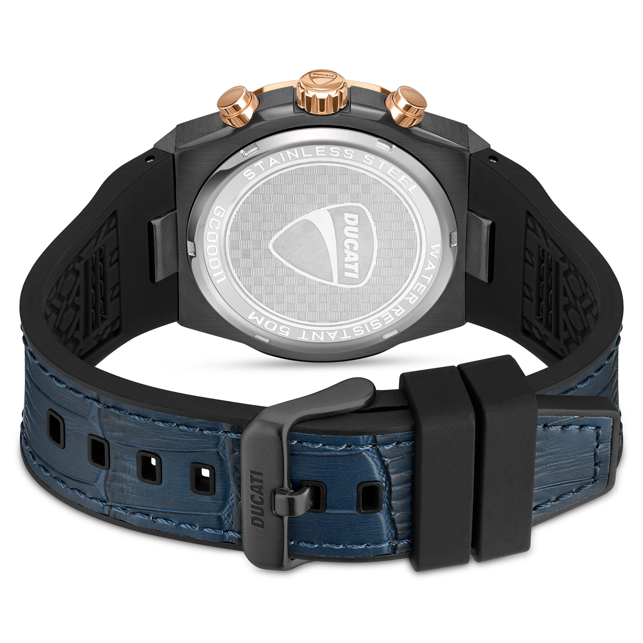 Ducati Blue Leather Multi-Colour Dial Chronograph Men's Watch - DTWGC0001104